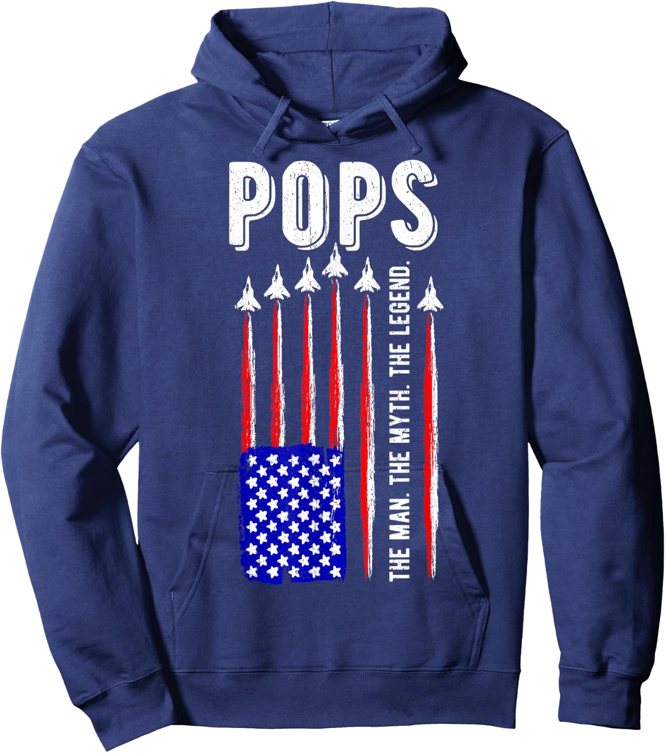 USA American Flag Pops Man Myth Legend Daddy Father Hoodie - Hoodie | Navy
