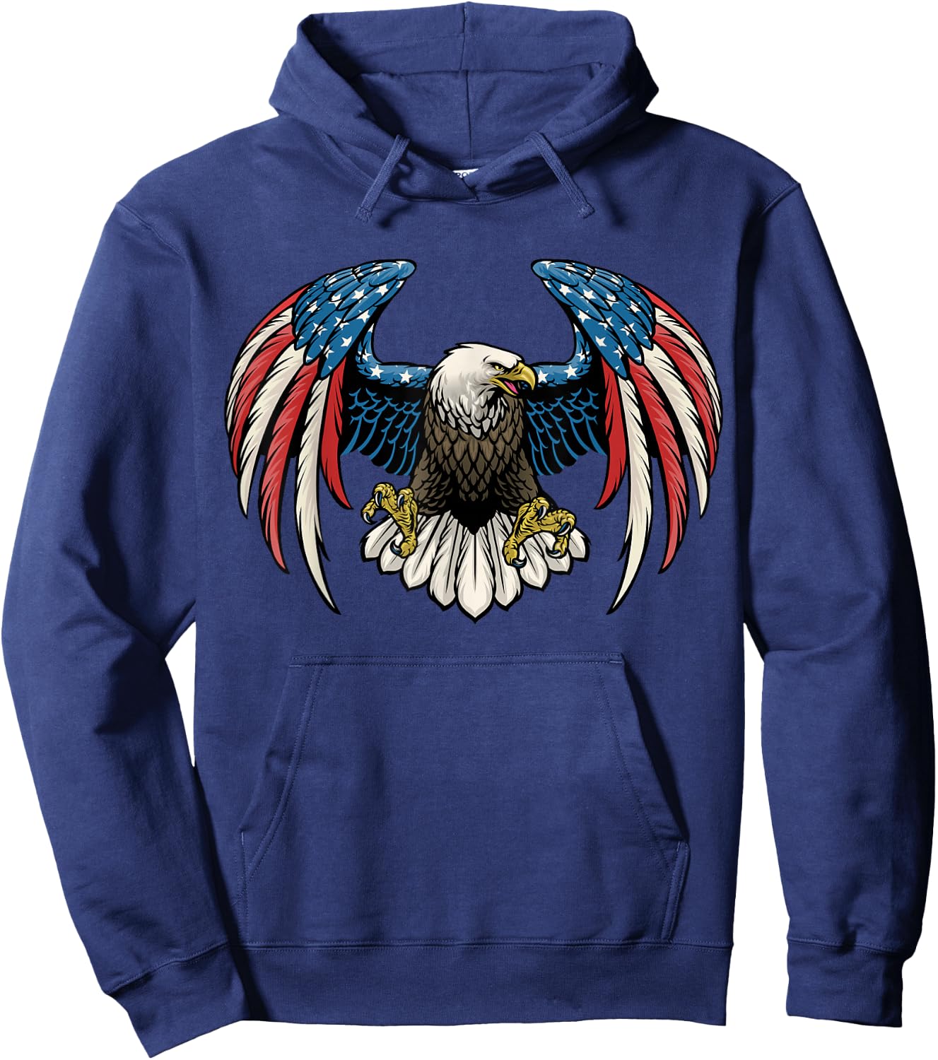 Bald Eagle With American Flag Hoodie - Hoodie | Navy
