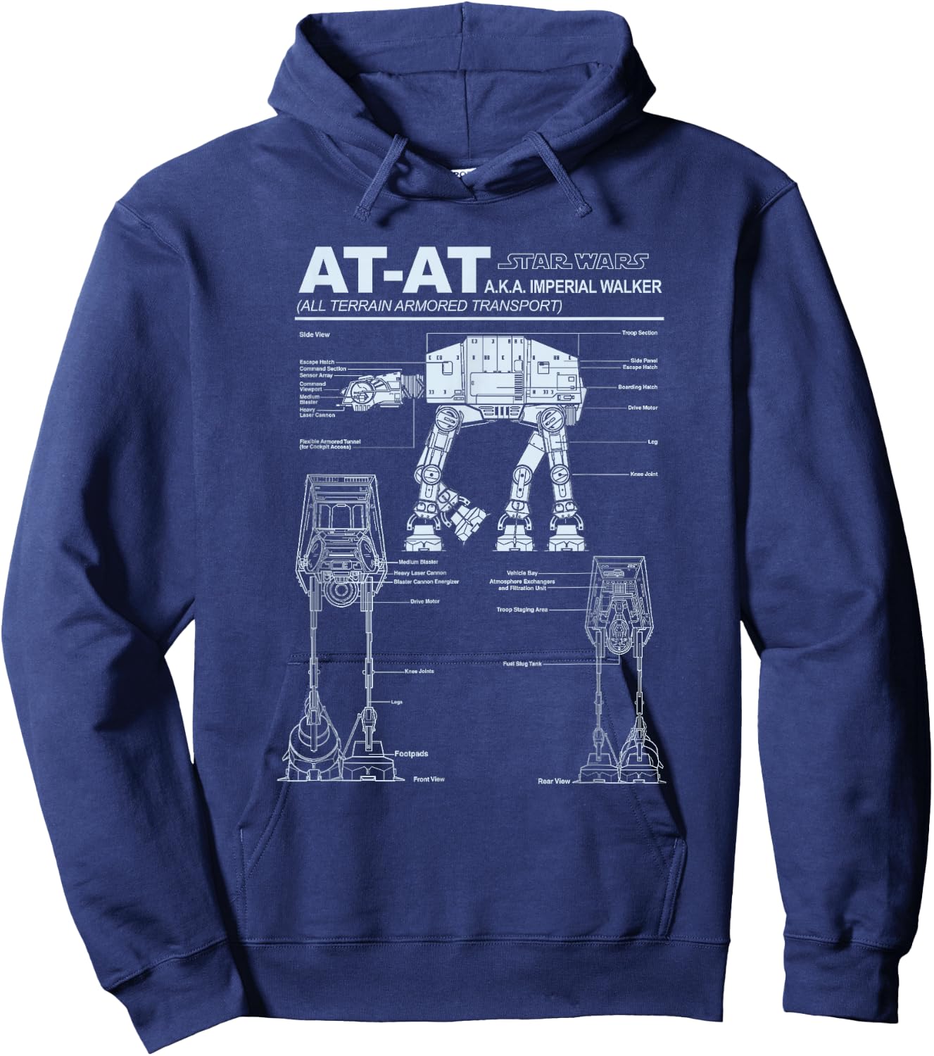 Star Wars AT-AT Imperial Walker Schematics Poster Hoodie - Hoodie | Navy