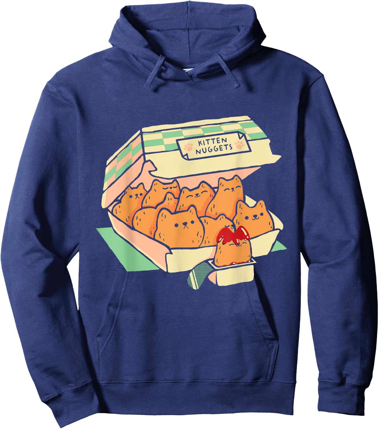 Kitten Nuggets Fast Food Cat Cute Chicken Nugget Lover Hoodie - Hoodie | Navy