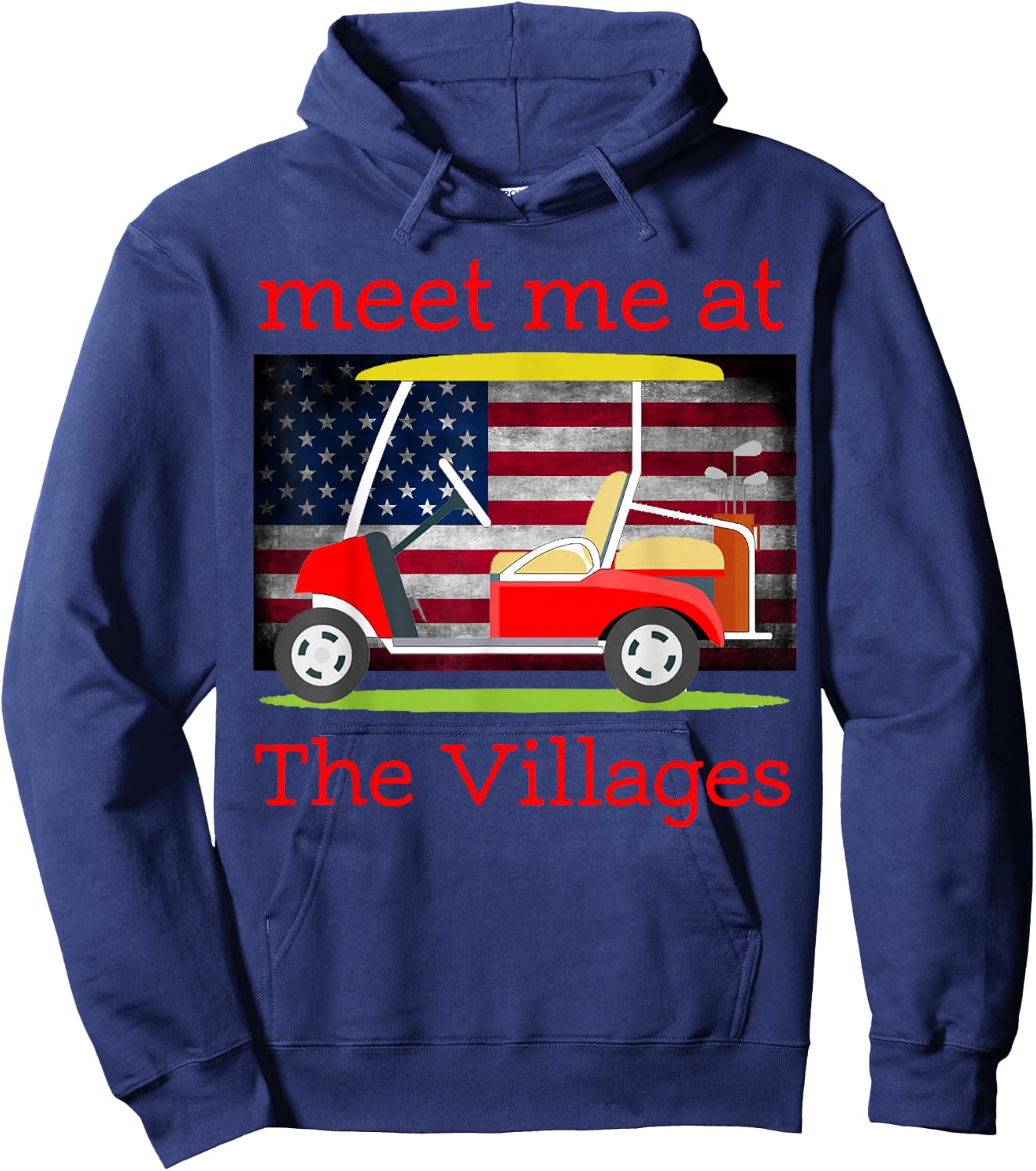 The Villages Florida Retirement American Flag Hoodie - Hoodie | Navy