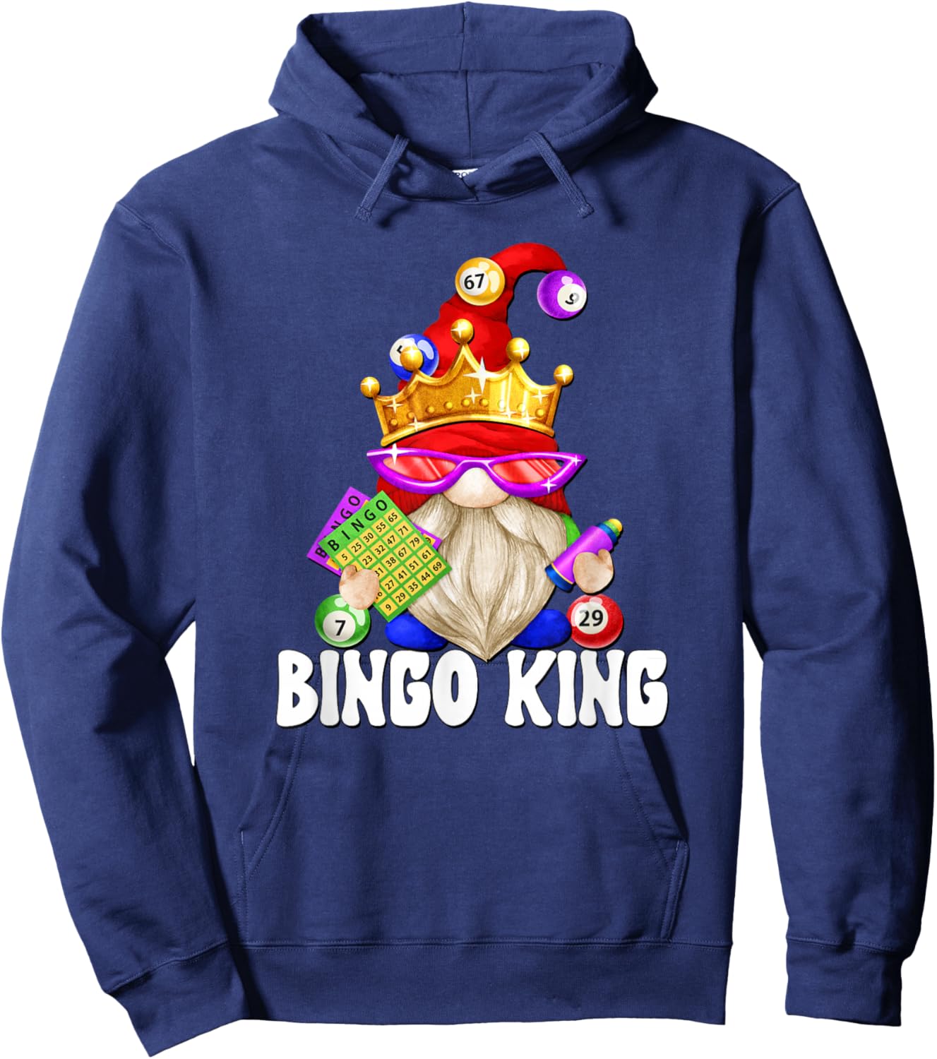 Funny Bingo Player Accessories Grandpa Bingo King Hoodie - Hoodie | Navy