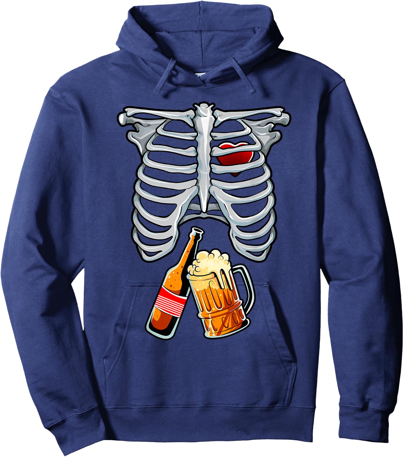Skeleton Costume Halloween Beer Xray Matching Family Dad Hoodie - Hoodie | Navy