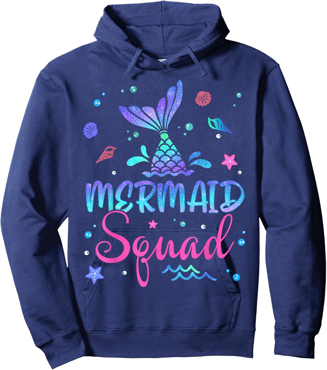 Mermaid Squad Birthday Mermaid Tail Family Matching Beach Women Girls Kids Hoodie - Hoodie | Navy