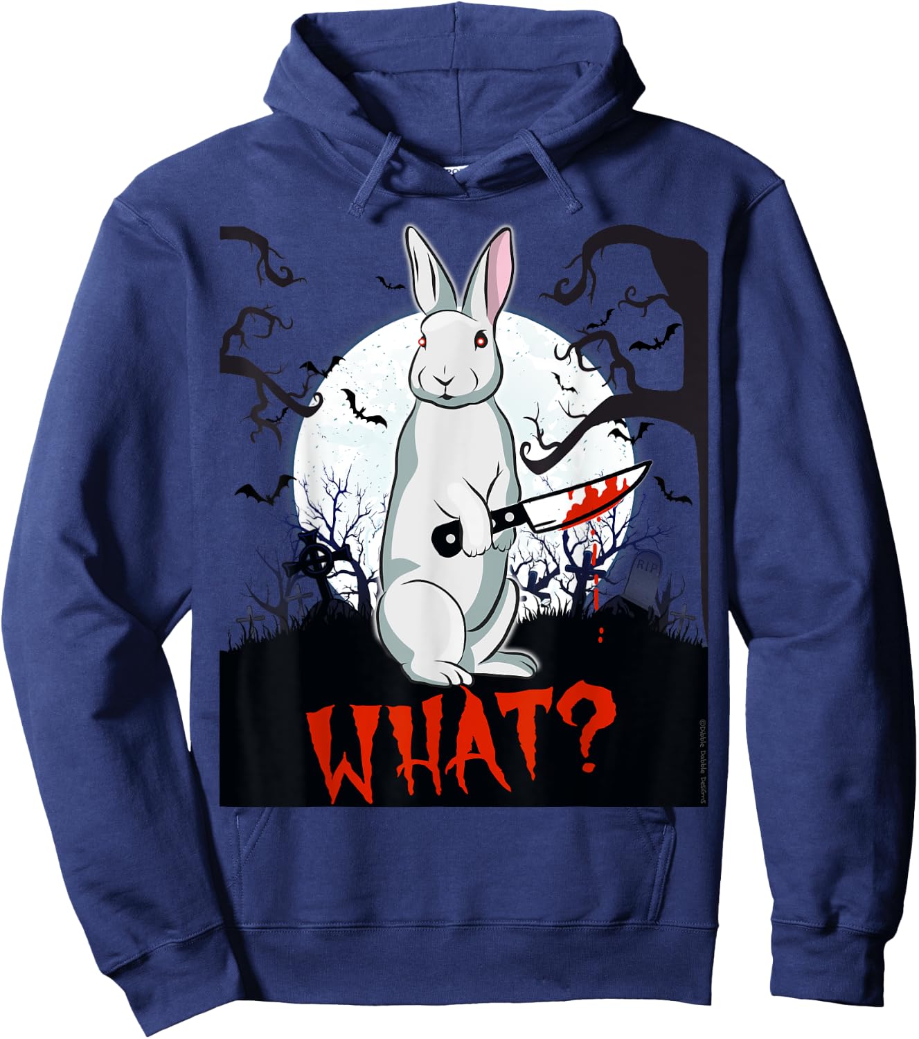 Halloween Killer Rabbit with Knife WHAT? - Adult Halloween Hoodie - Hoodie | Navy