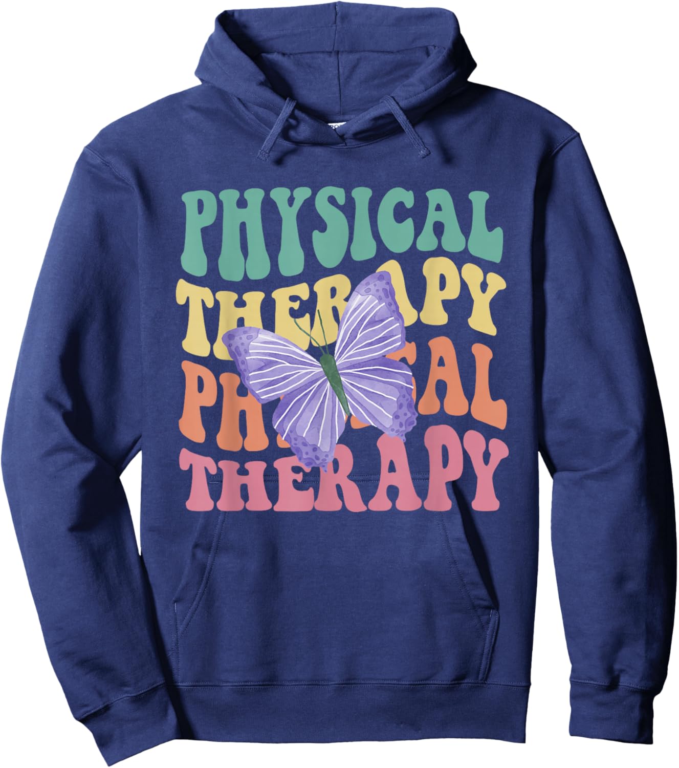 Groovy Physical Therapy Butterfly Therapist PT Month Women Hoodie - Hoodie | Navy
