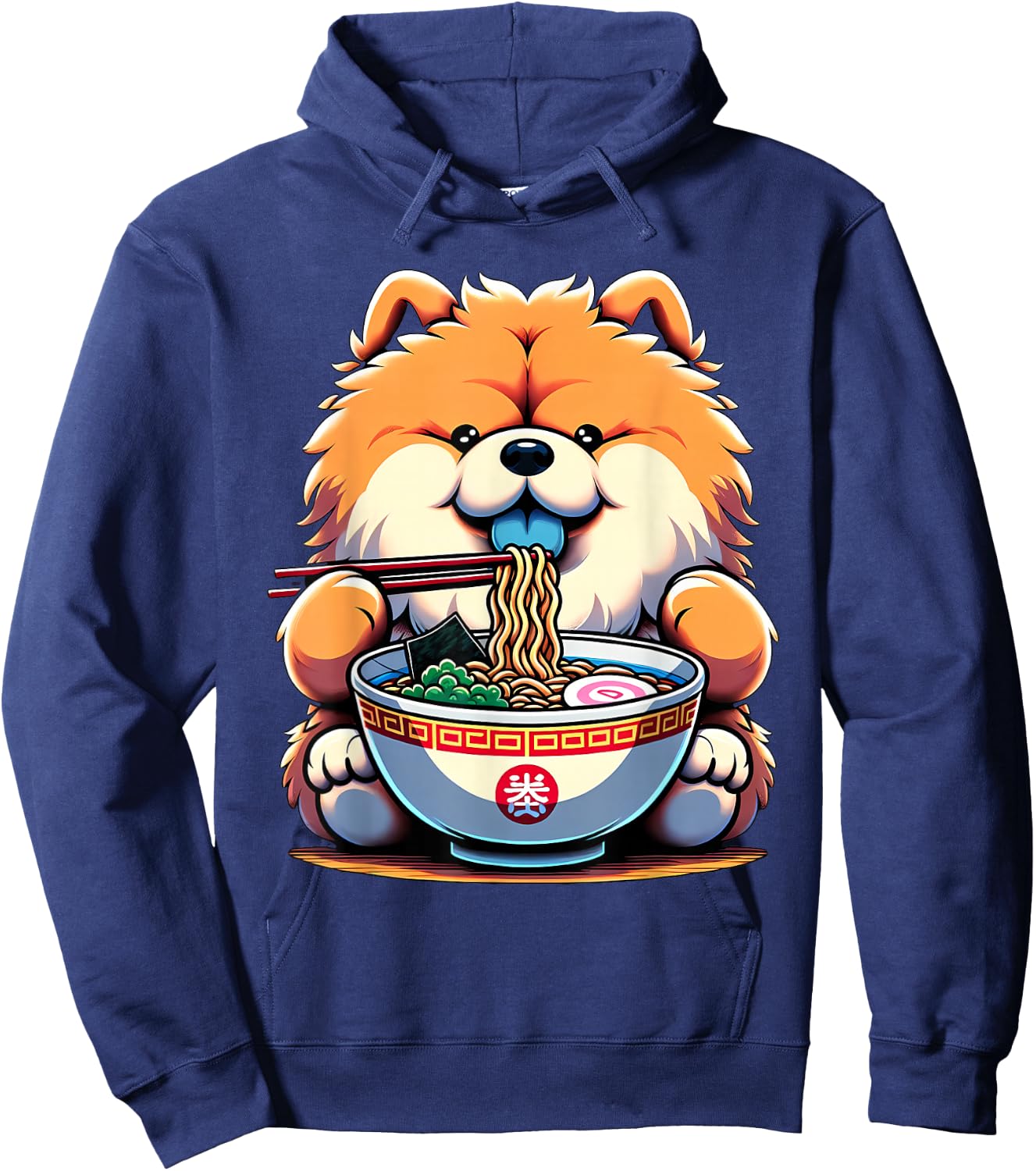 Kawaii Anime Chow Chow Dog Ramen Hoodie - Hoodie | Navy