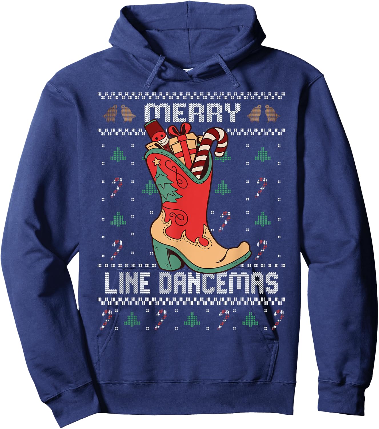 Country Music Girl Line Dance Ugly Christmas Sweater Hoodie - Hoodie | Navy