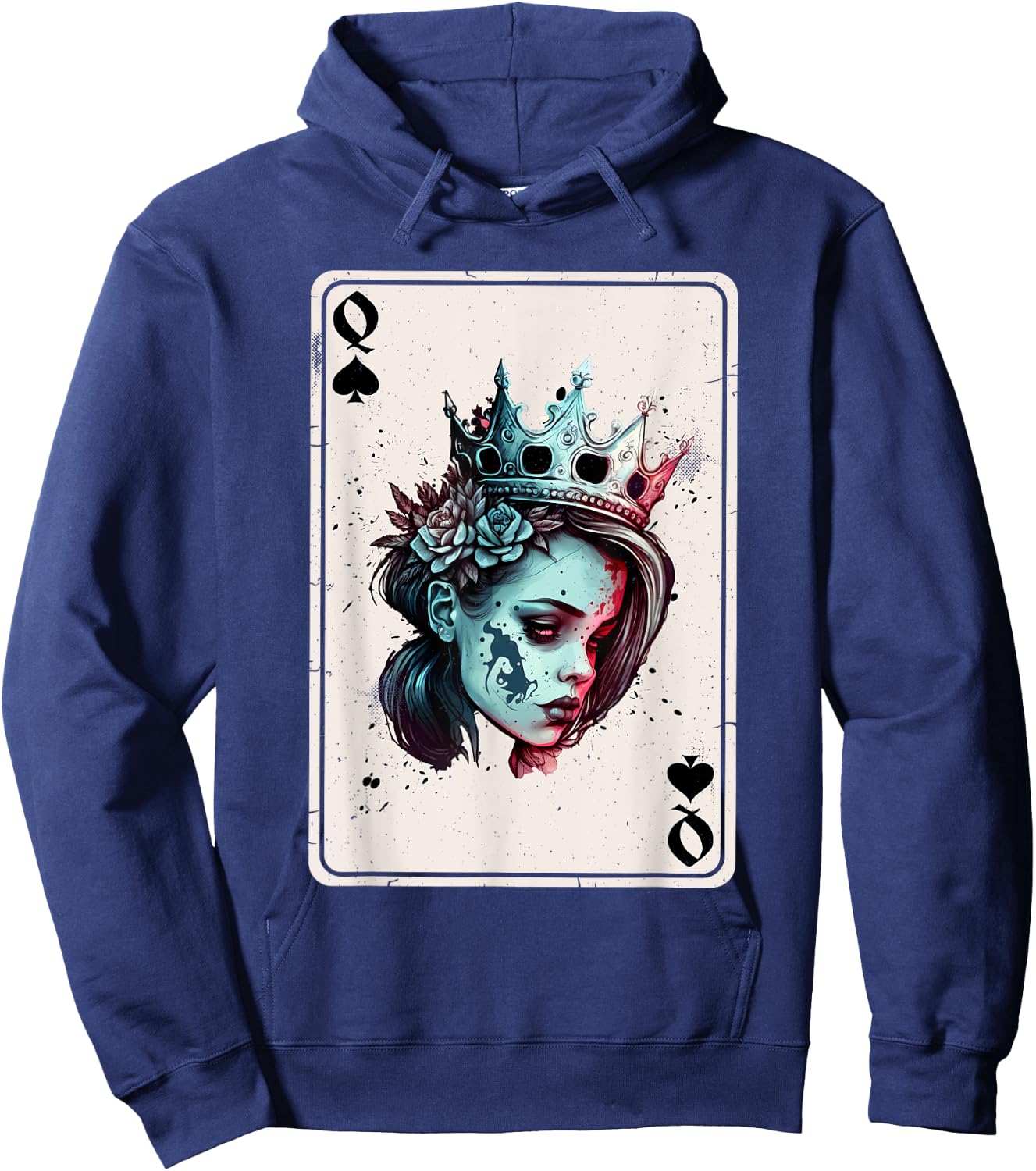 Queen of Spades Horror Card Game Creepy Queen of Spades Hoodie - Hoodie | Navy