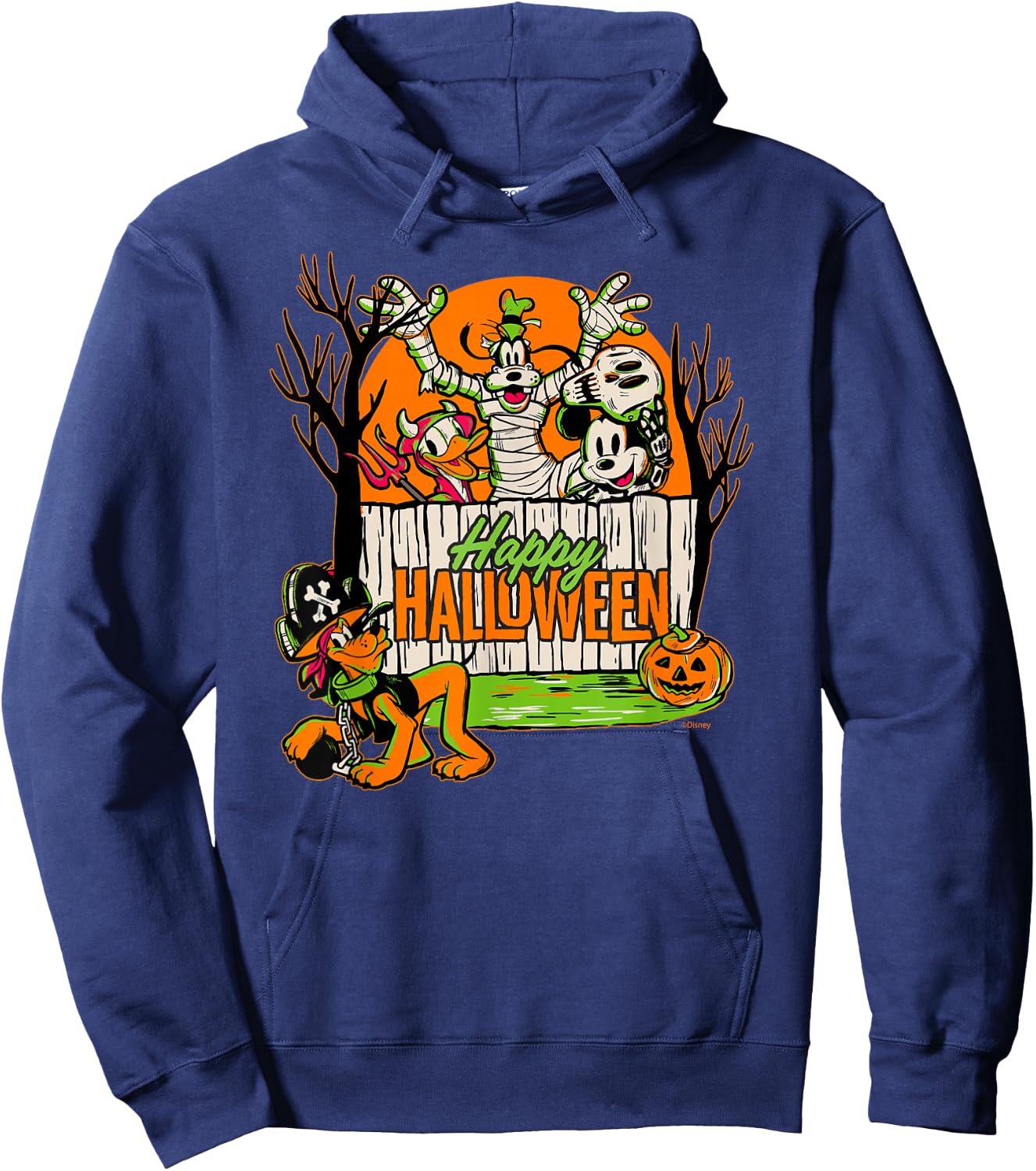 Disney 100 Mickey Donald Goofy & Pluto Happy Halloween D100 Hoodie - Hoodie | Navy