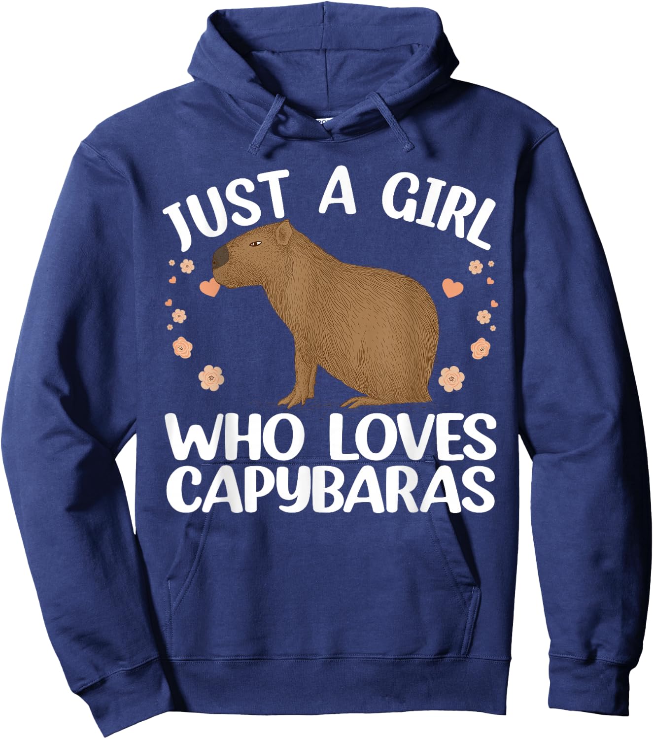 Cool Capybara Design Girls Rodent Animal Capybara Small Hoodie - Hoodie | Navy