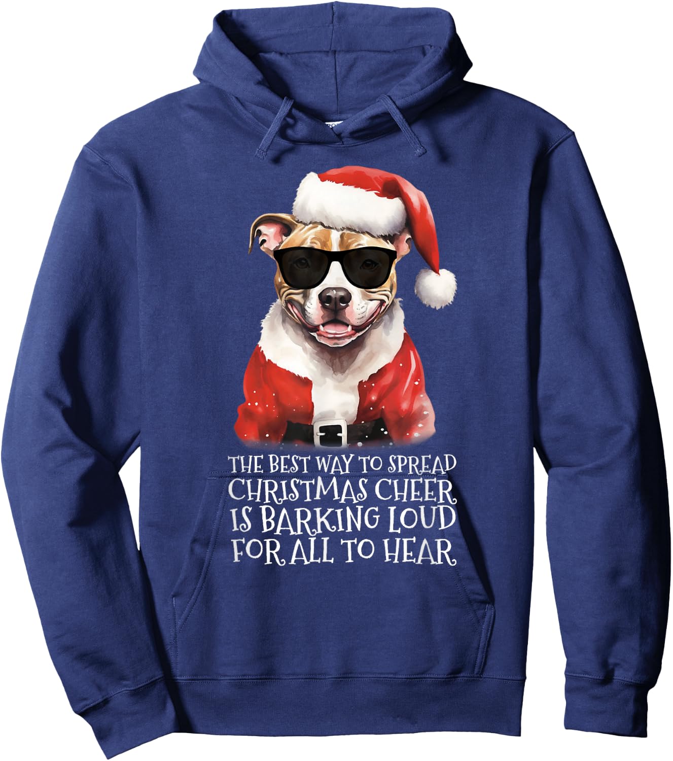 Christmas Pittie Pup Barking Pit Bull Dog Christmas Pitbull Hoodie - Hoodie | Navy