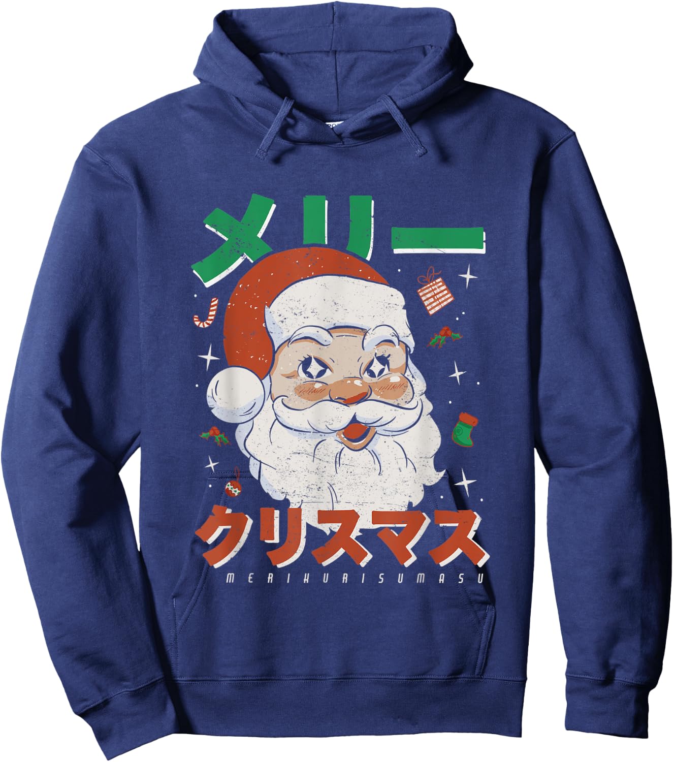 Retro Japan Otaku Japanese Vintage Santa Merry Christmas Hoodie - Hoodie | Navy
