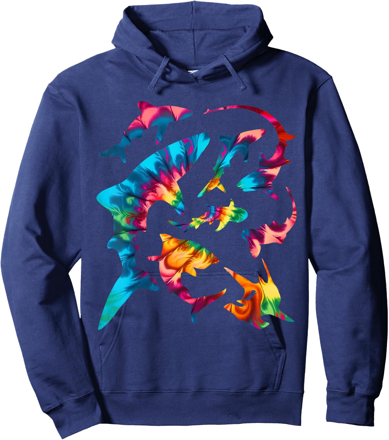 Whale Shark Hammerhead White Shark Types Tie Dye Sharks Hoodie - Hoodie | Navy
