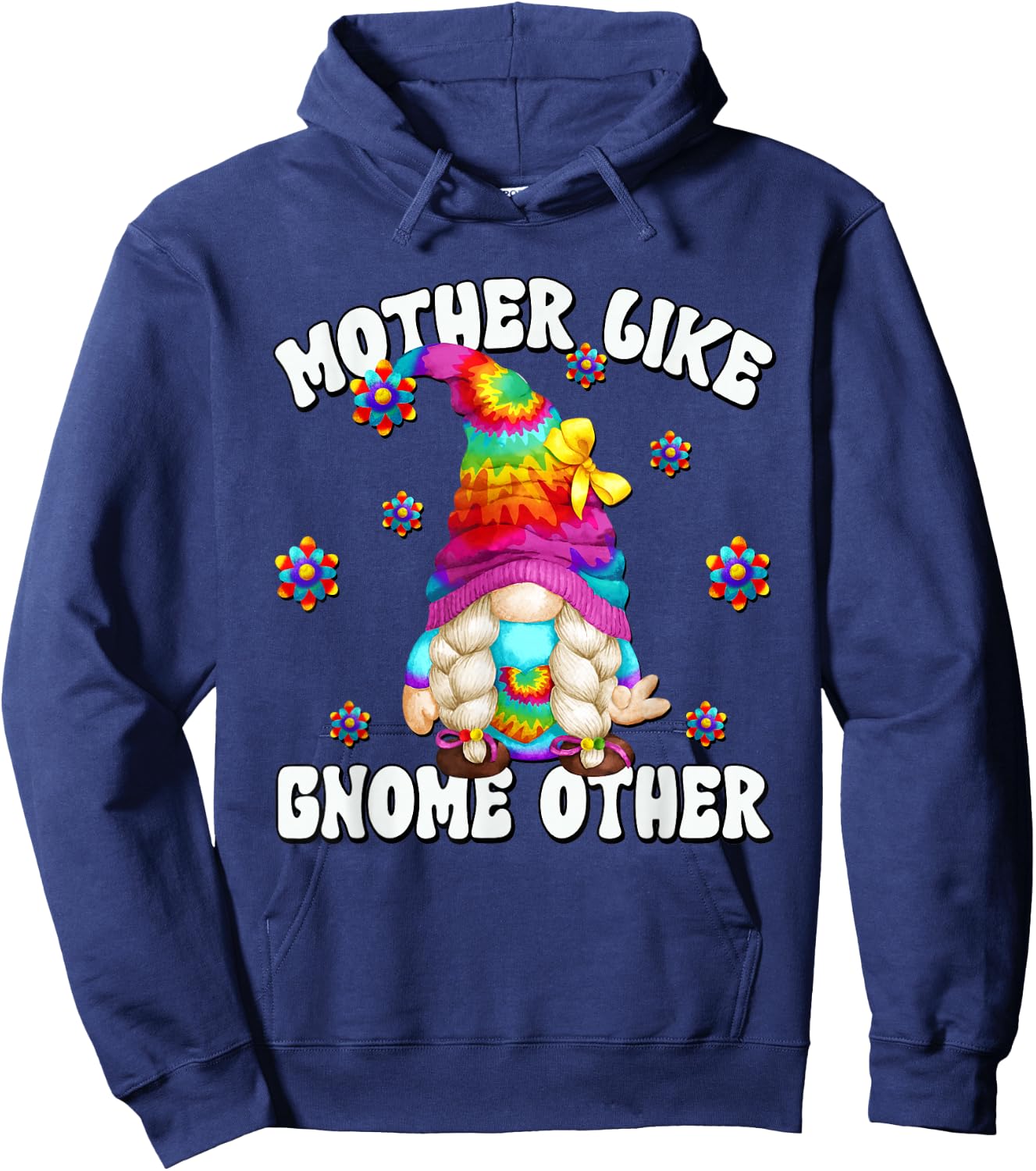 Tie Dye Hippie Grandma Gnome Graphic Hippie Mom Hoodie - Hoodie | Navy