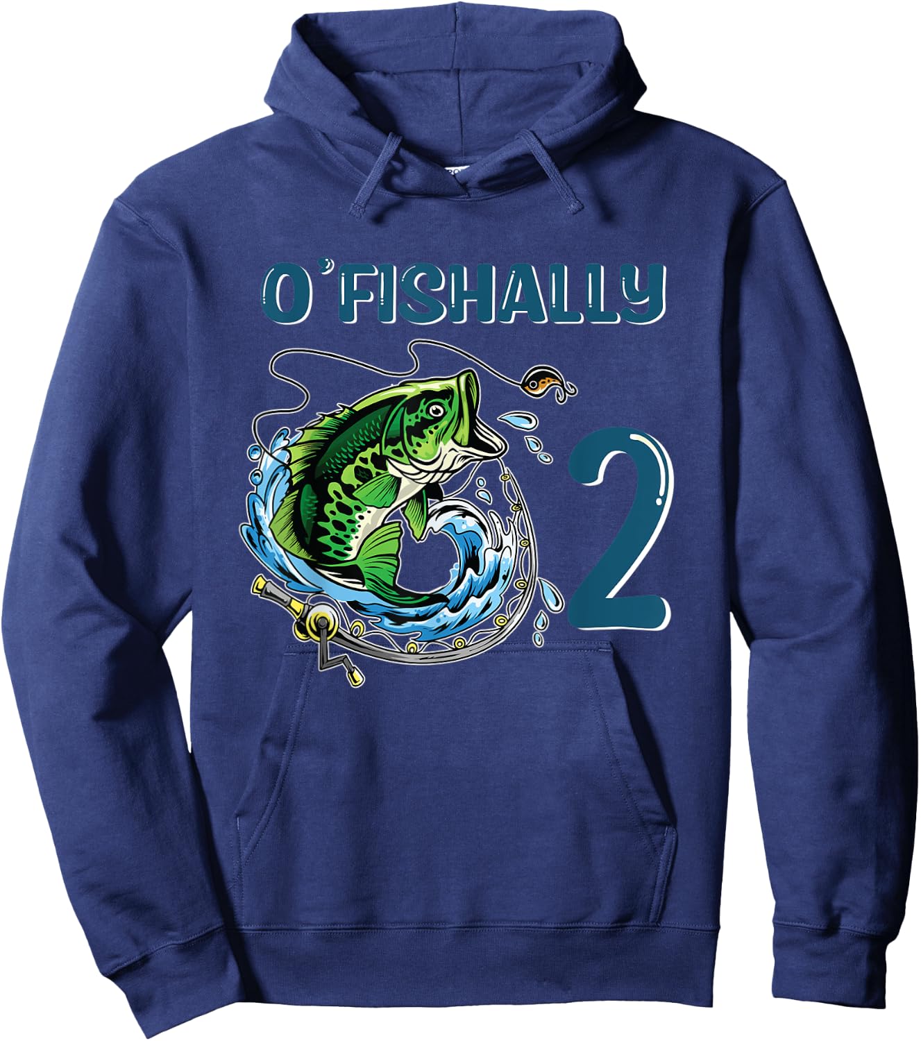 O-Fishally 2 Years Old Fisherman 2nd Birthday Fishing Hoodie - Hoodie | Navy