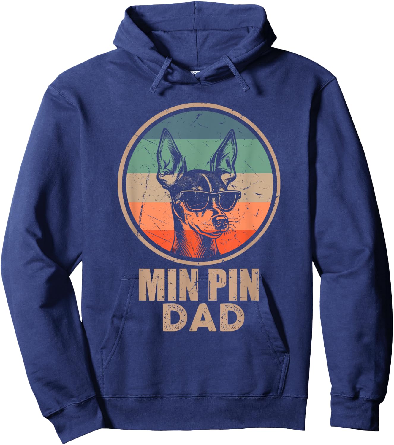 Vintage Min Pin Dog Dad Gifts Dad Dog Lover Xmas Hoodie - Hoodie | Navy