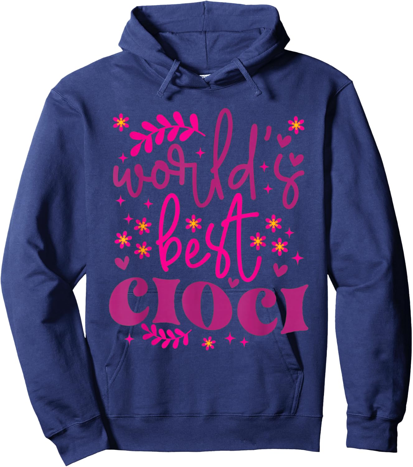 Ciocia Polish Aunt Funny Cute Great Aunt Pink Flowers Purple Hoodie - Hoodie | Navy