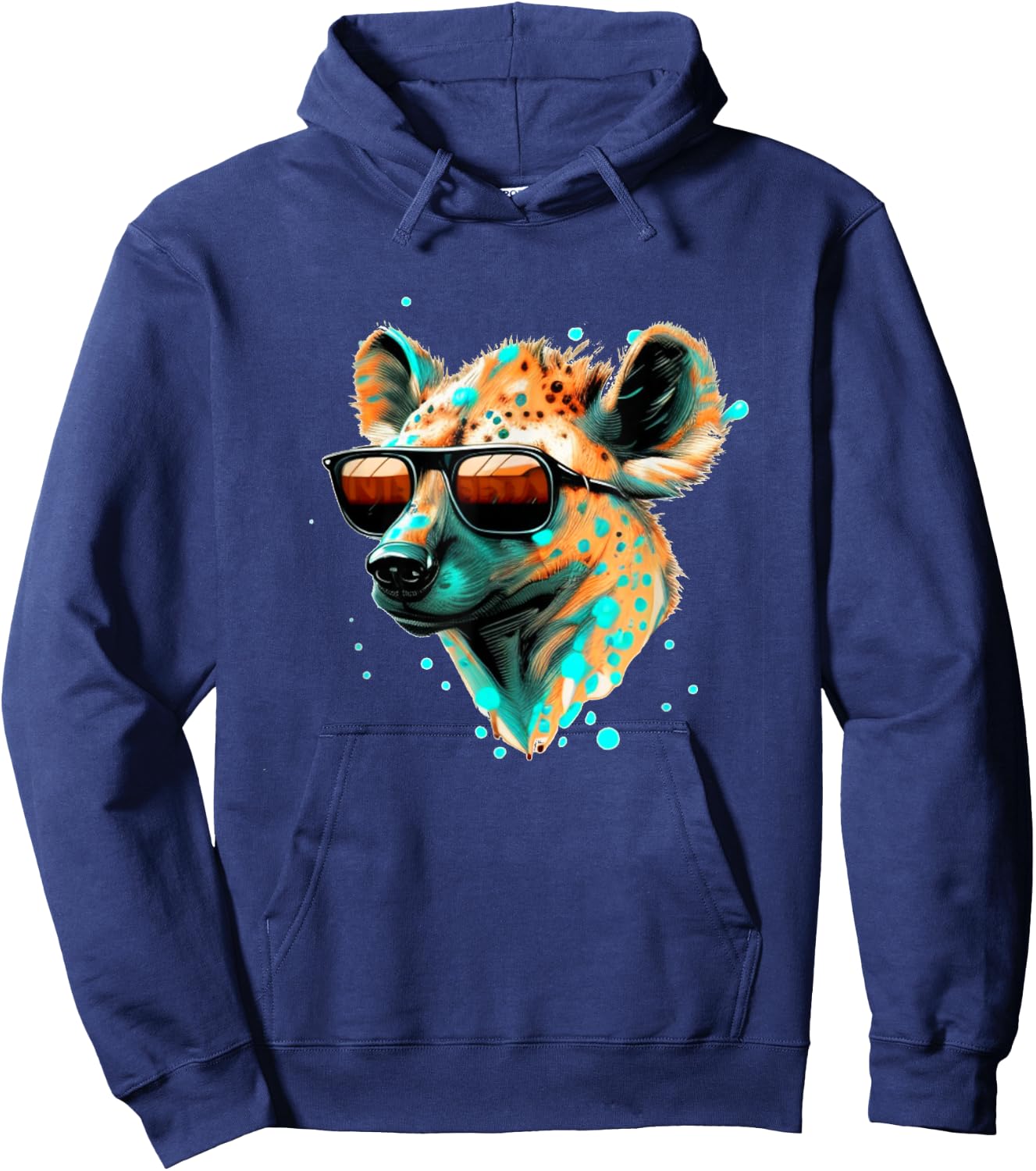 Funny looking Hyena Face with Sunglasses Hoodie - Hoodie | Navy