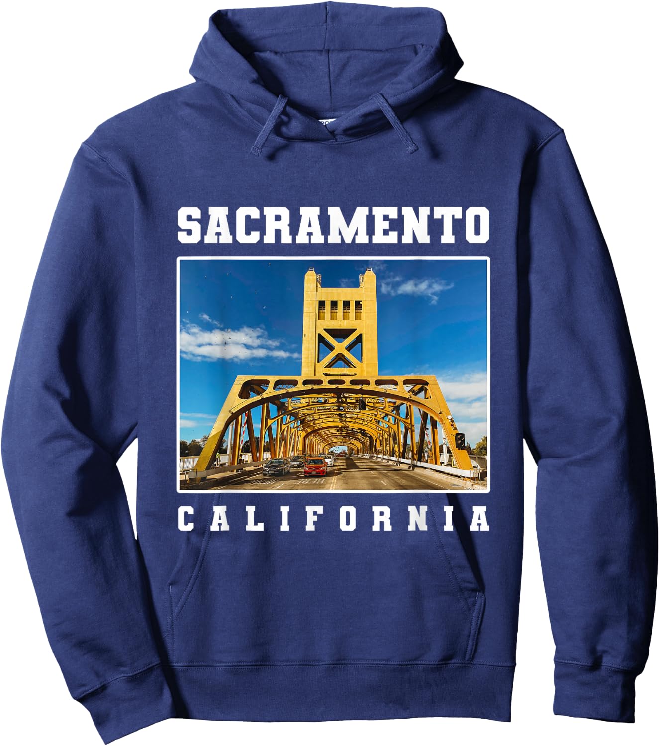 Tower Bridge Sacramento Skyline California Souvenir Hoodie - Hoodie | Navy