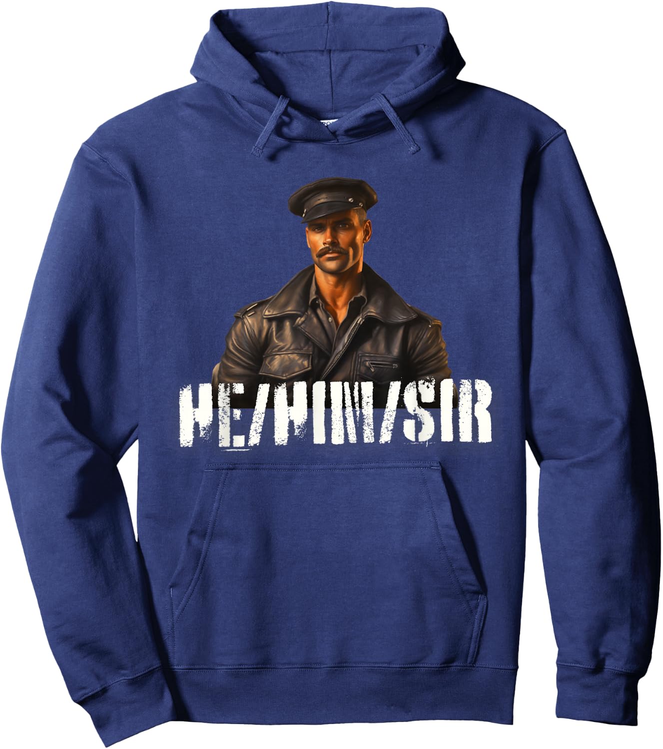 He Him Sir Gay Pride - Leather Gay Daddy Bear Kink Gay Biker Hoodie - Hoodie | Navy