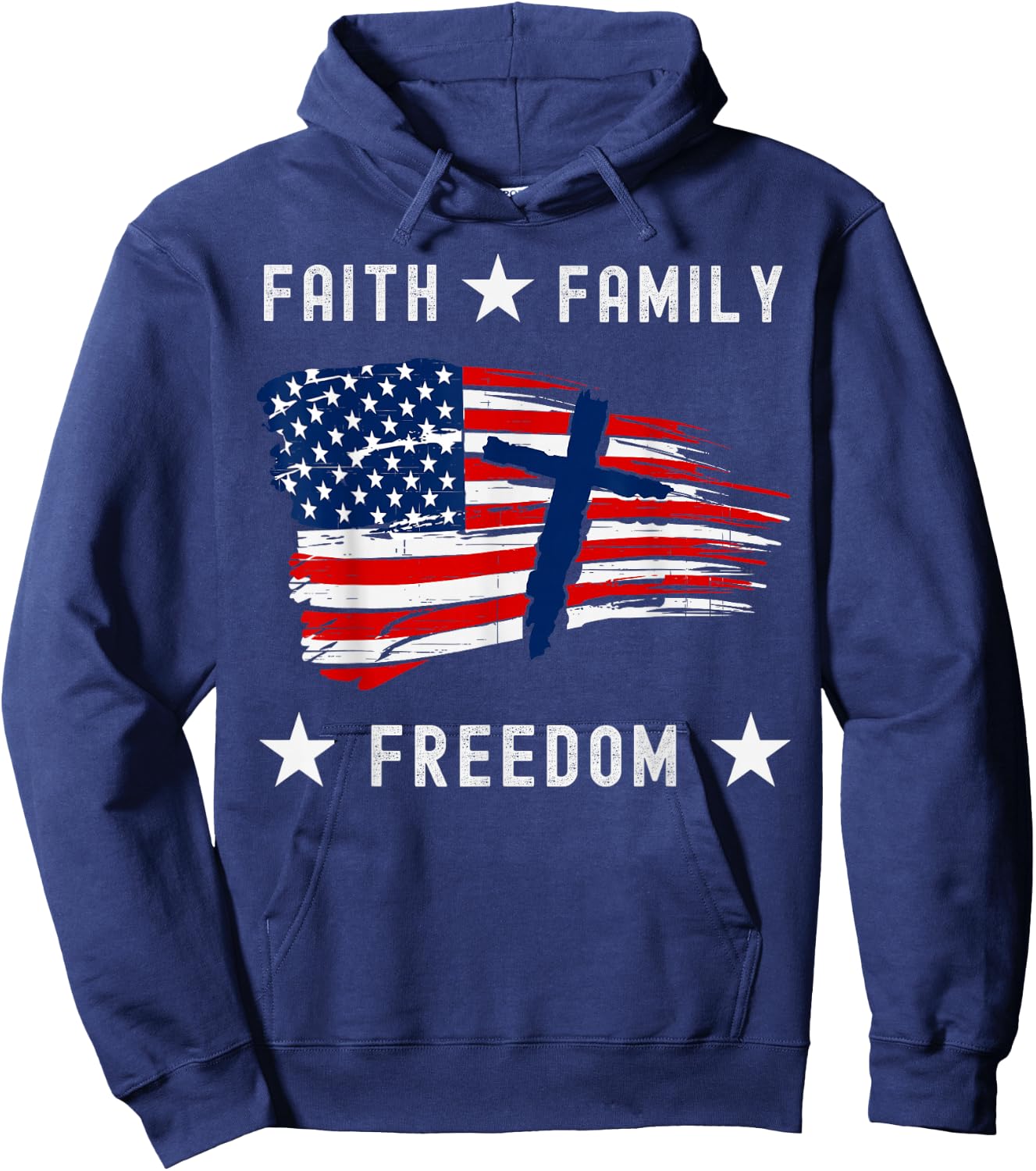 Faith Family Freedom America Patriotic Christian Hoodie - Hoodie | Navy