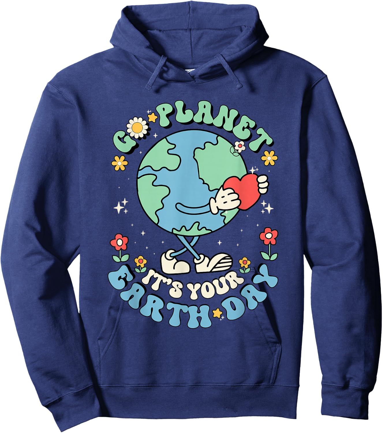 Cute Go Planet Its Your Earth Day 2026 Teacher Kids Groovy Hoodie - Hoodie | Navy