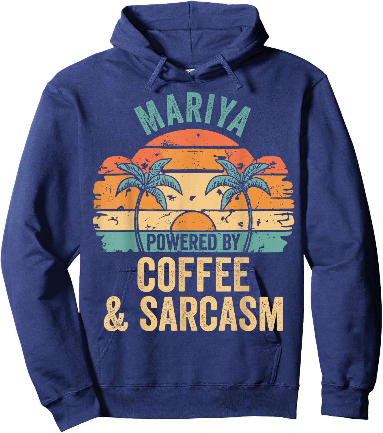 MARIYA Powered By Coffee Sarcasm Retro MARIYA Name Hoodie - Hoodie | Navy