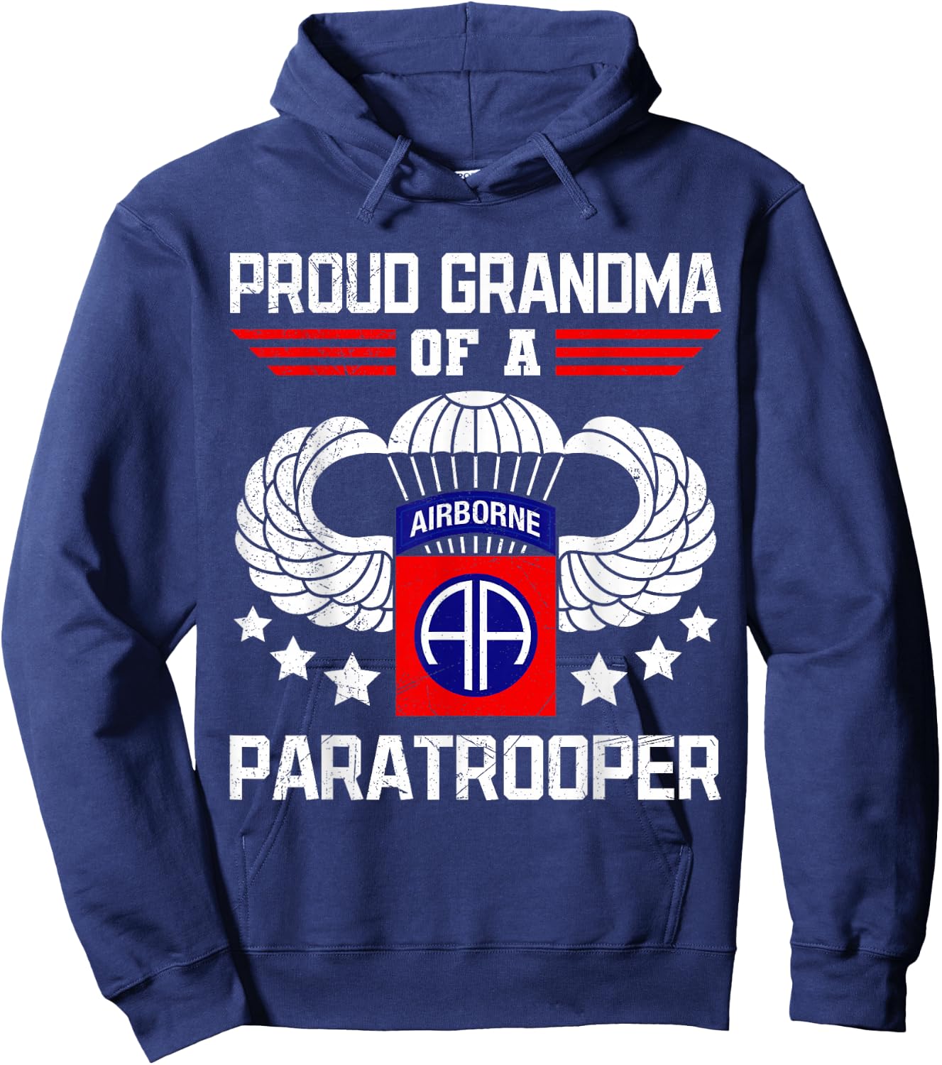 Proud Grandma Airborne Veteran Paratrooper USA Veterans Hoodie - Hoodie | Navy