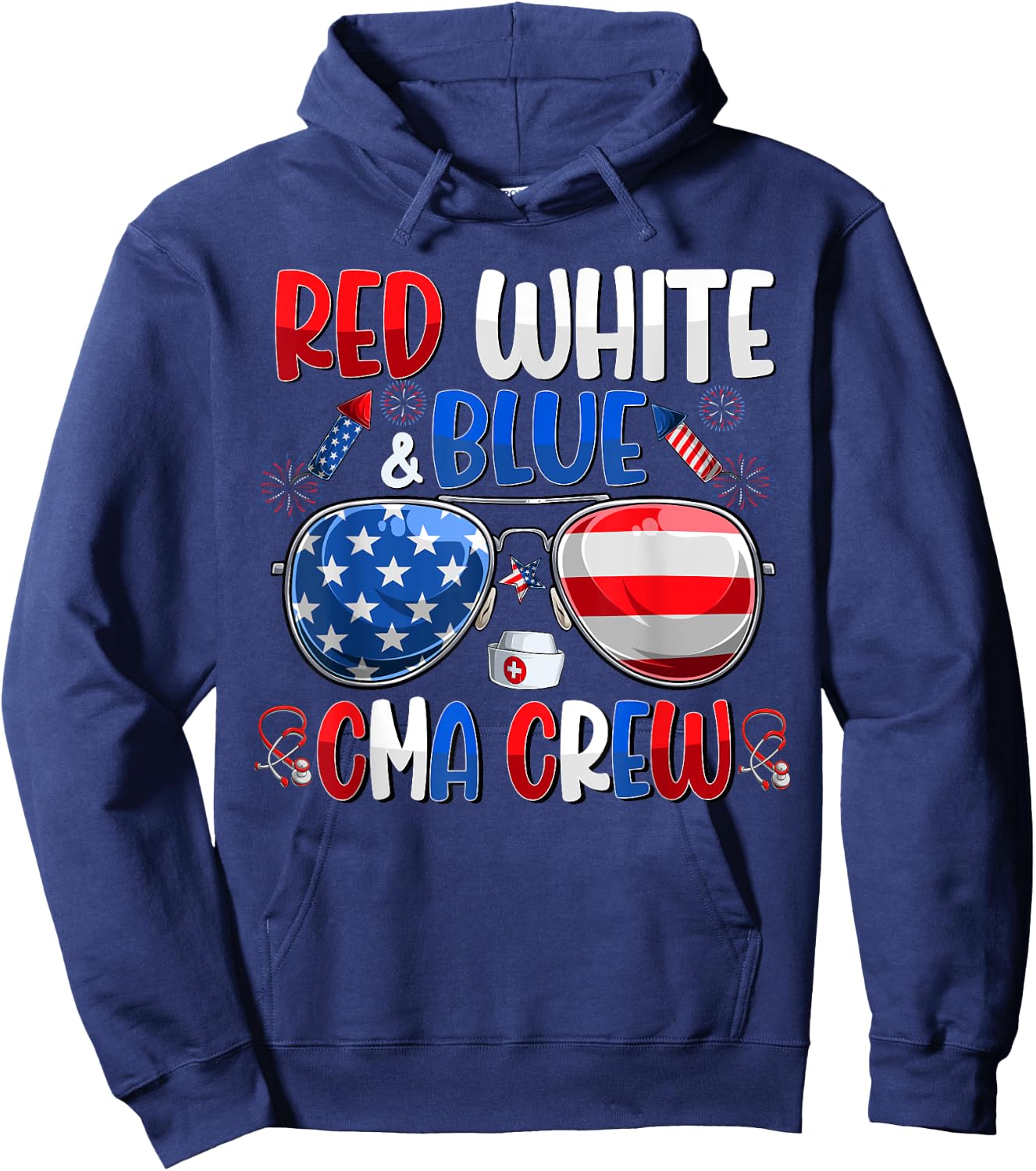 4th Of July CMA Crew Scrub Tops Medical Assistants Matching Men Hoodie - Hoodie | Navy