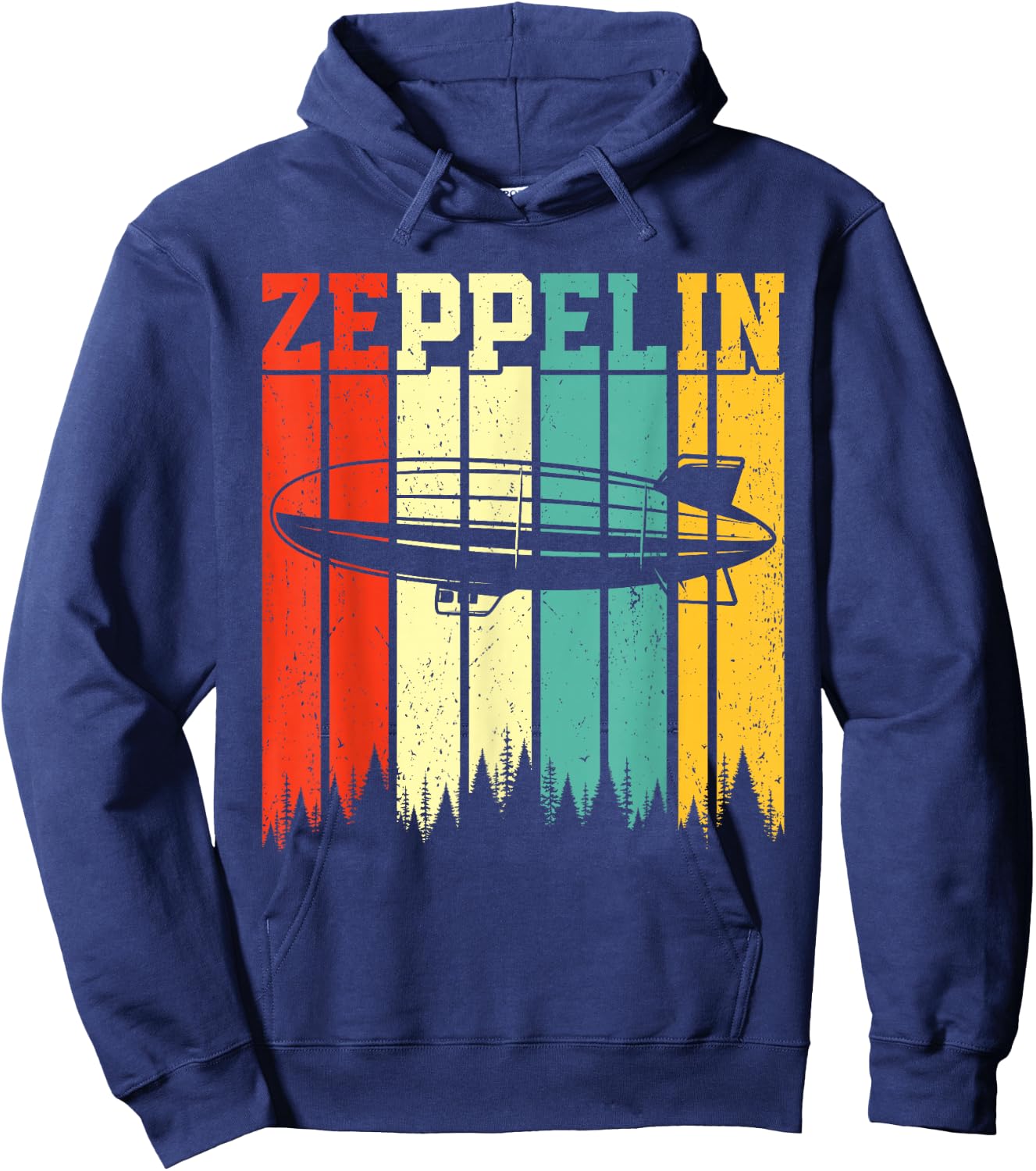 Retro Zeppelin 70s 80s Dirigible Airship Zepelin Zepplin Hoodie - Hoodie | Navy