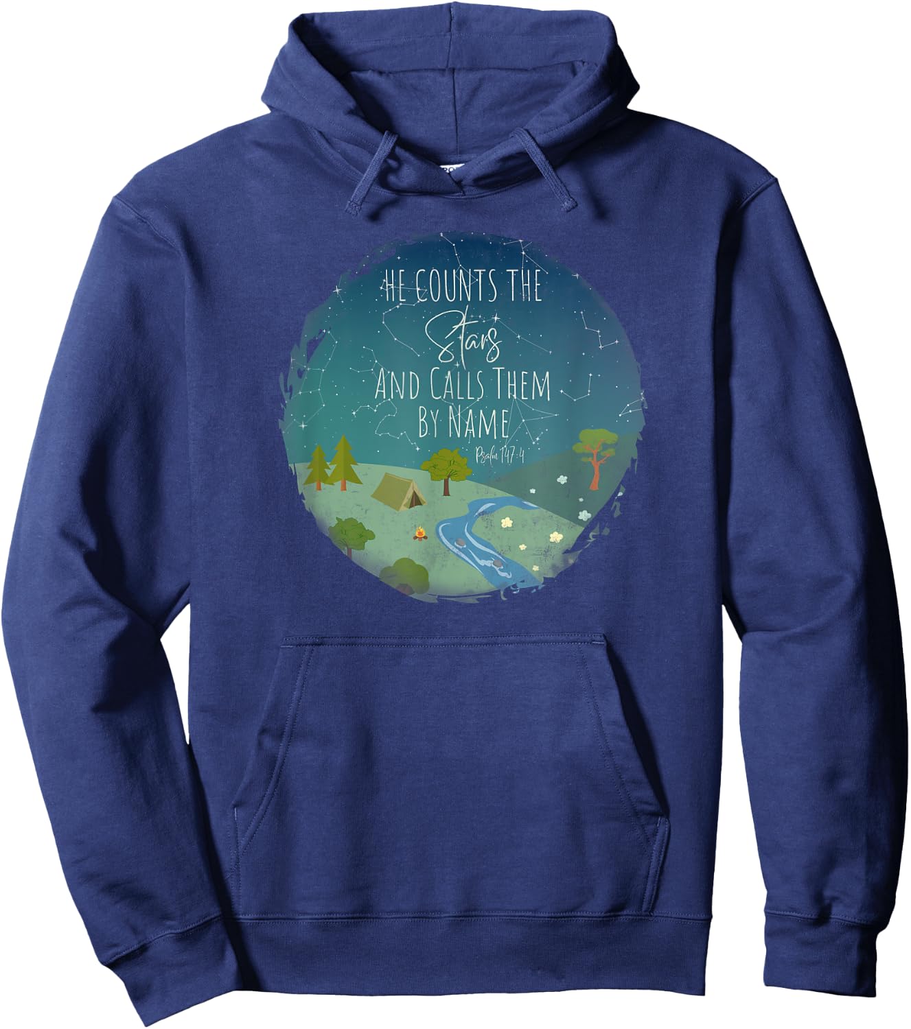 He Counts The Stars And Calls Them By Name Bible Verse Hoodie - Hoodie | Navy