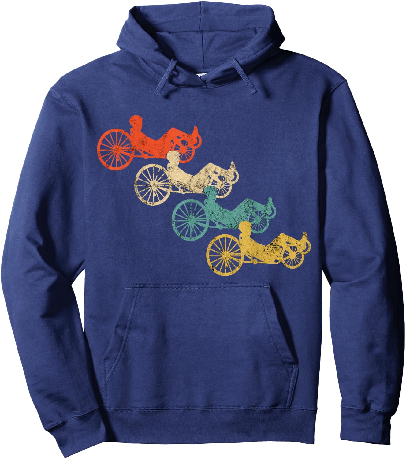Retro Vintage Recumbent Bike Cyclist Recumbent Trike Cycling Hoodie - Hoodie | Navy