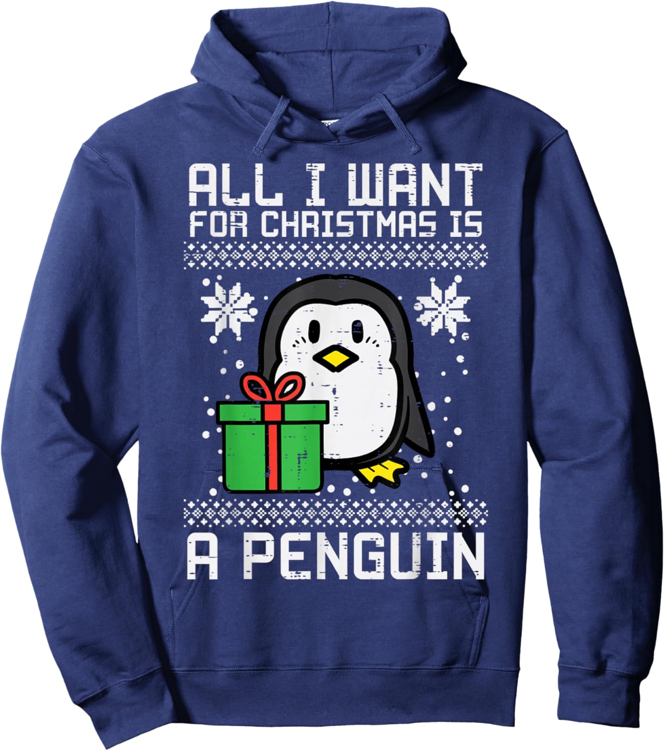 All I Want For Christmas Is Penguin Ugly Xmas Men Women Kids Hoodie - Hoodie | Navy