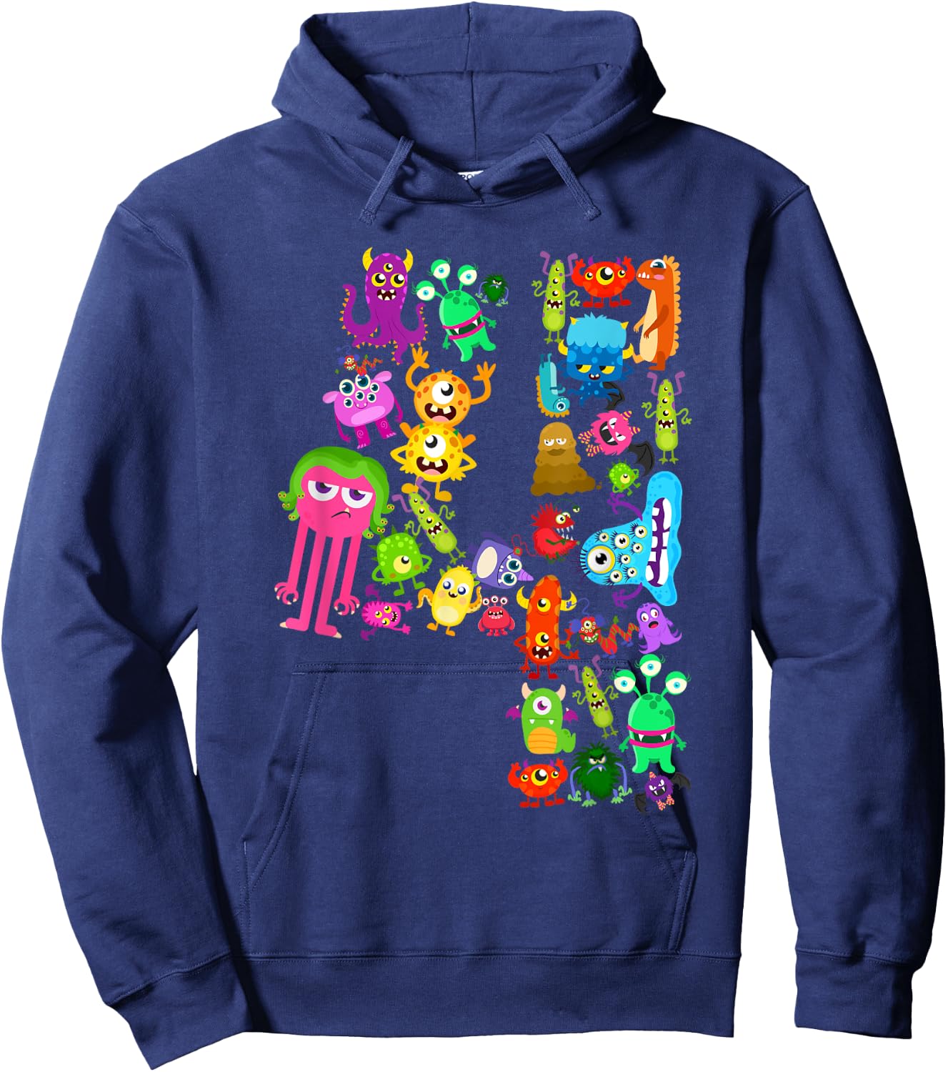 Little Monster 4 Four Years Kids 4th Birthday Party Monsters Hoodie - Hoodie | Navy