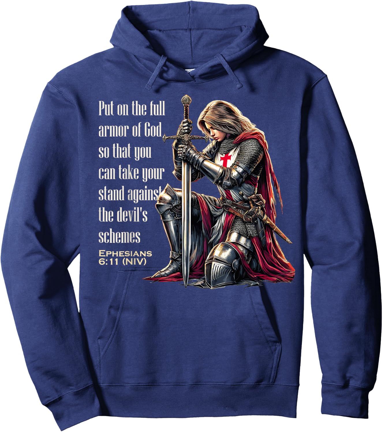 Templar Women Knight Christian Bible Verse Saying Lord Hoodie - Hoodie | Navy