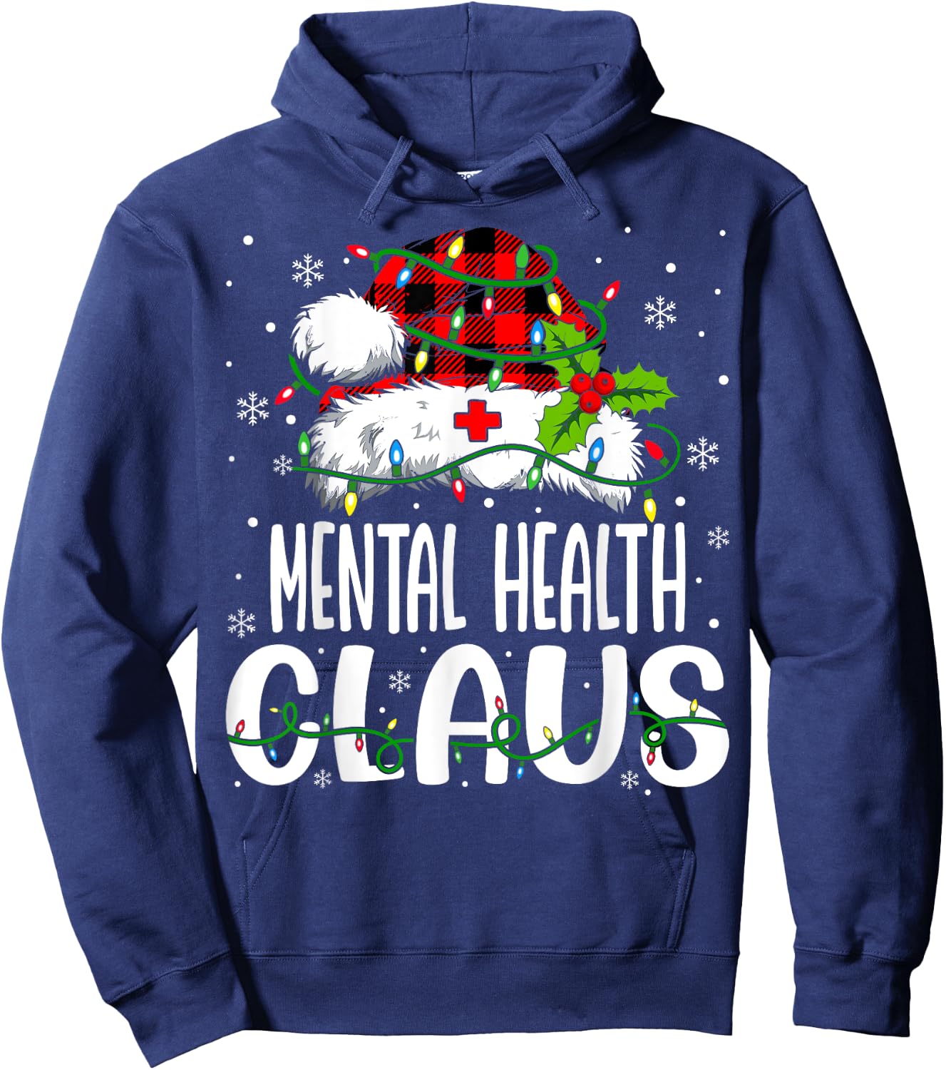 Mental Health Santa Claus Funny Christmas Nursing Hoodie - Hoodie | Navy