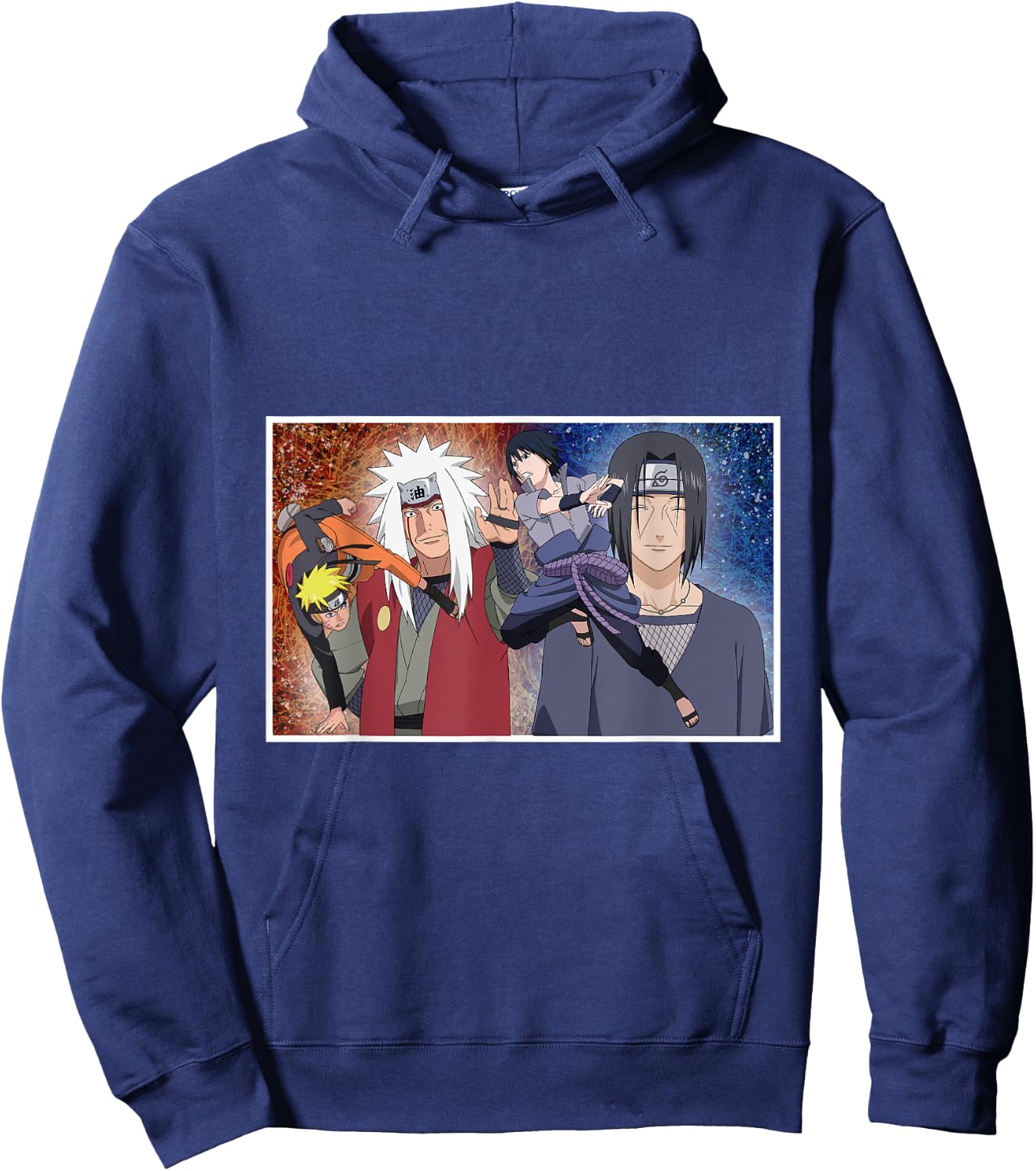 Naruto Shippuden Uzumaki & Sasuke Fighting Jiraiya Itachi Hoodie - Hoodie | Navy