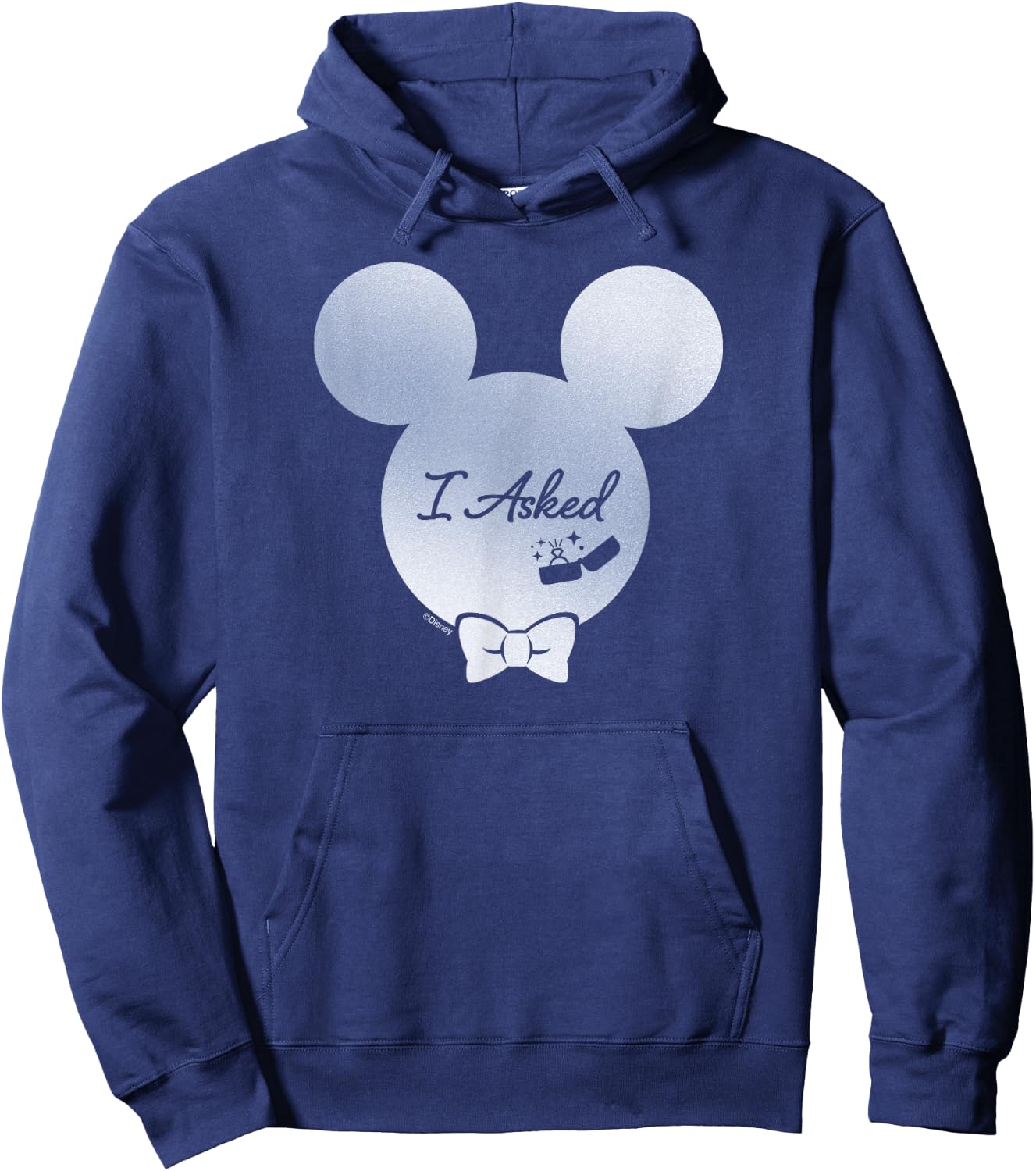 Disney I Asked Proposal Engagement Ring Bow Tie Mickey Hoodie - Hoodie | Navy