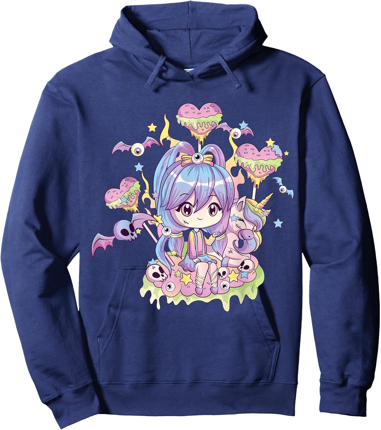 Pastel Goth Cute Creepy Girl Unicorn Kawaii Menhera Witchy Hoodie - Hoodie | Navy