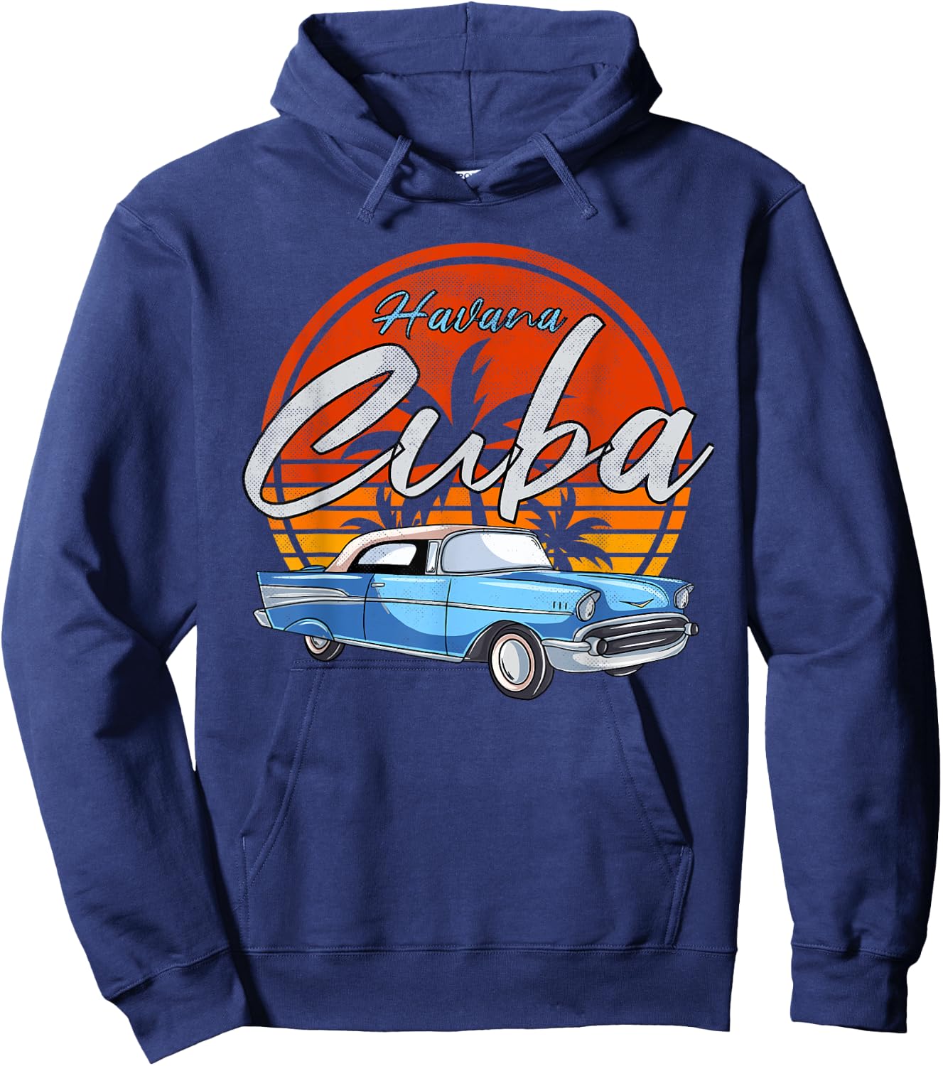 Retro Havana Cuba Vintage Sunset Caribbean Cuban Souvenir Hoodie - Hoodie | Navy