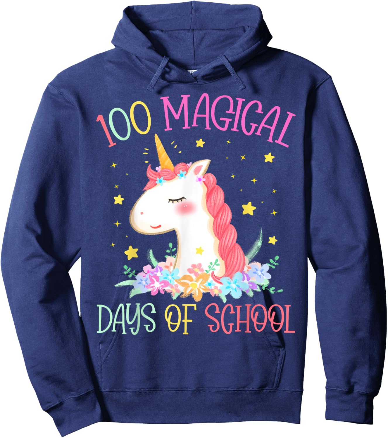 100th Day of School Unicorn 100 Magical Days Girls Teacher Hoodie - Hoodie | Navy