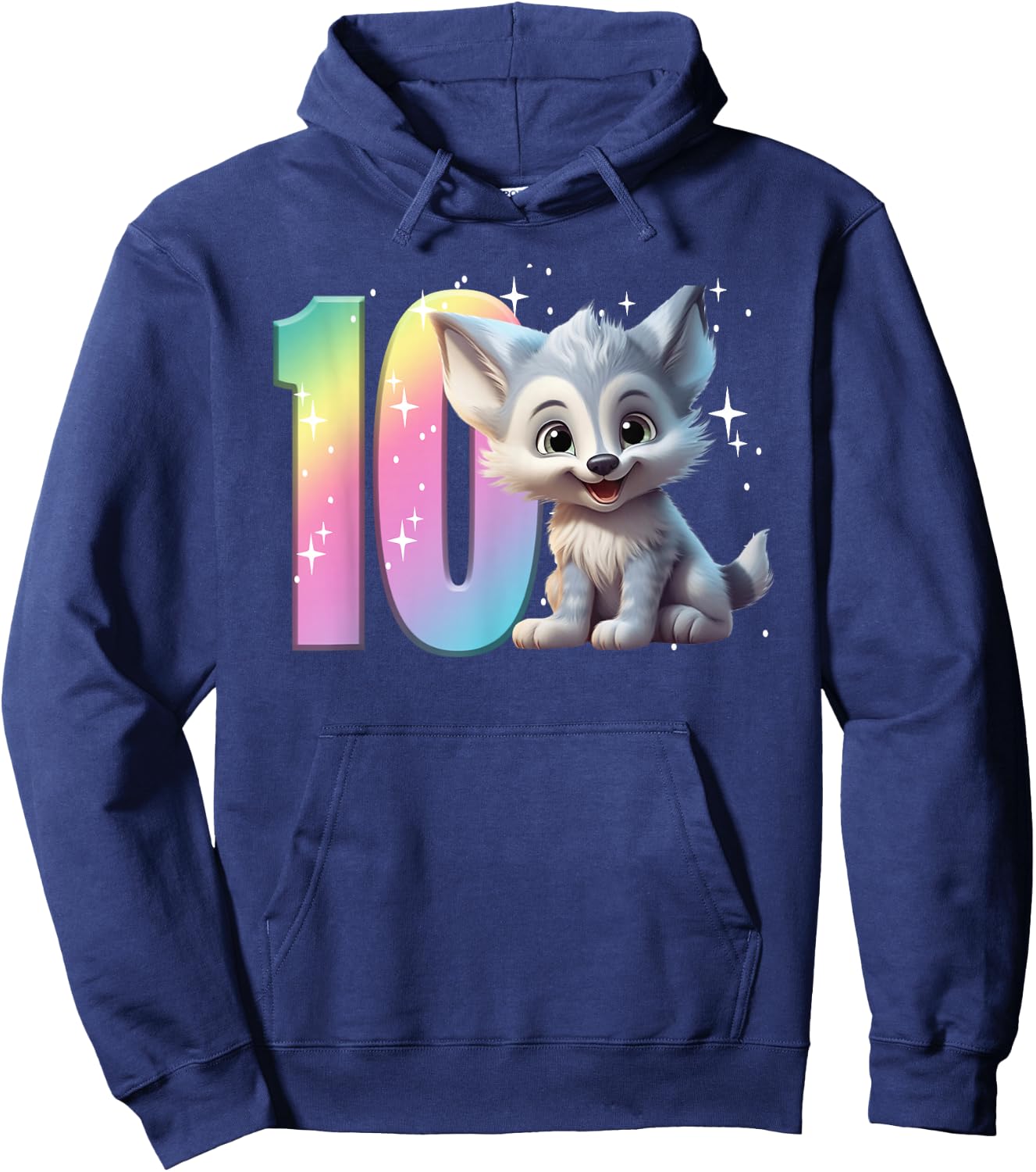 10th Birthday Wolf Shirt Birthday Girl Double Digits Wolves Hoodie - Hoodie | Navy