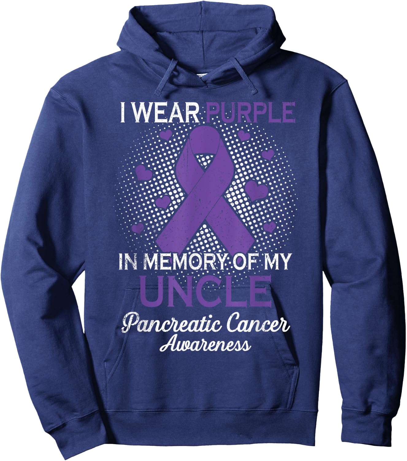 I Wear Purple Purple In Memory Of Uncle Pancreatic Cancer Hoodie - Hoodie | Navy