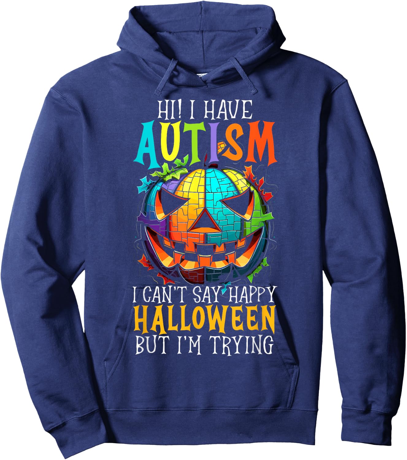 Autism Halloween Puzzle Trick Or Treat Autism Awareness Hoodie - Hoodie | Navy