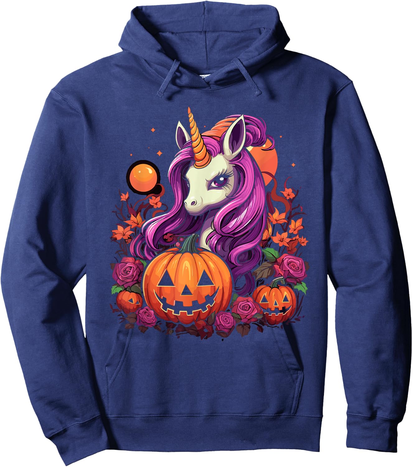 Cute Halloween Girly Halloween Unicorn Halloween Pumpkin Hoodie - Hoodie | Navy