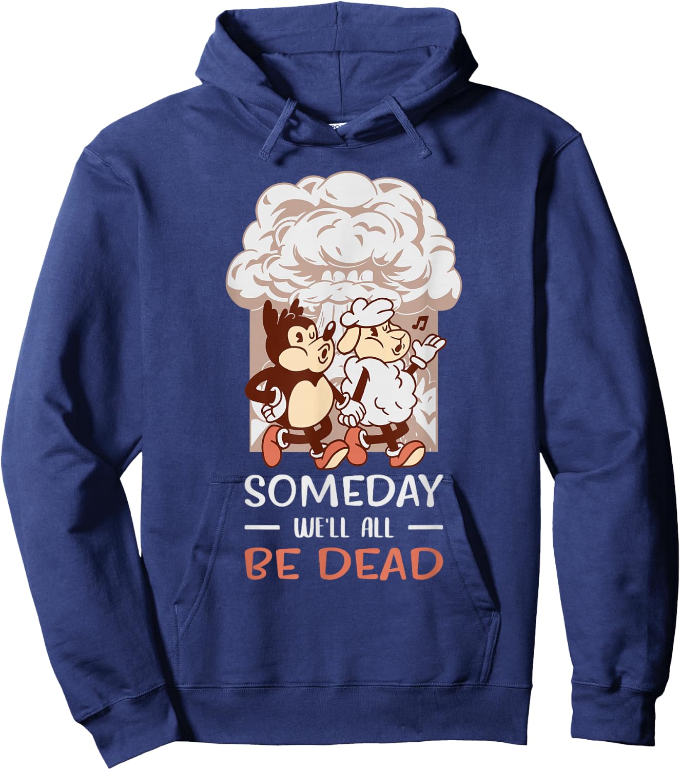 Embrace The Existential Dread Designs Existential Dread Retro Toon Explosion, Sarcasm, Nihilism Hoodie - Hoodie | Navy