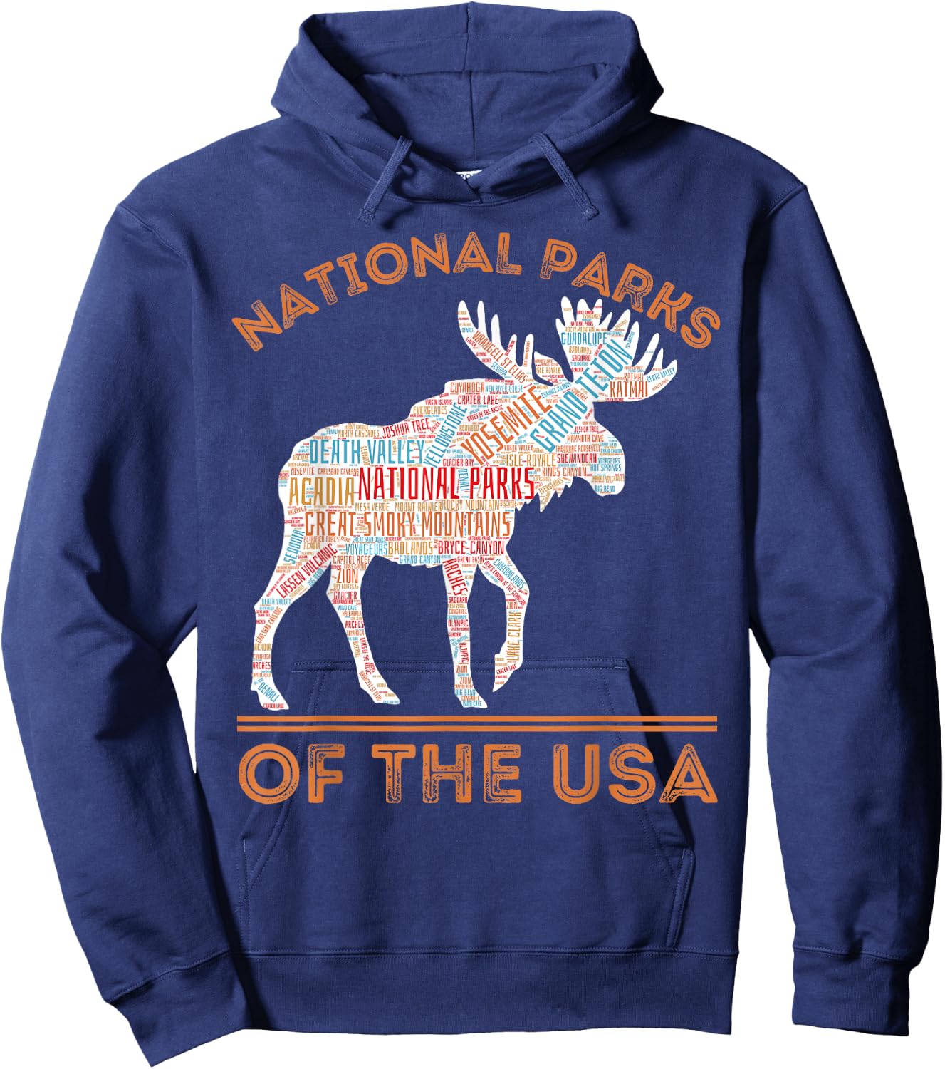 National Parks Moose Hiking Travel Camping Outdoors USA Hoodie - Hoodie | Navy