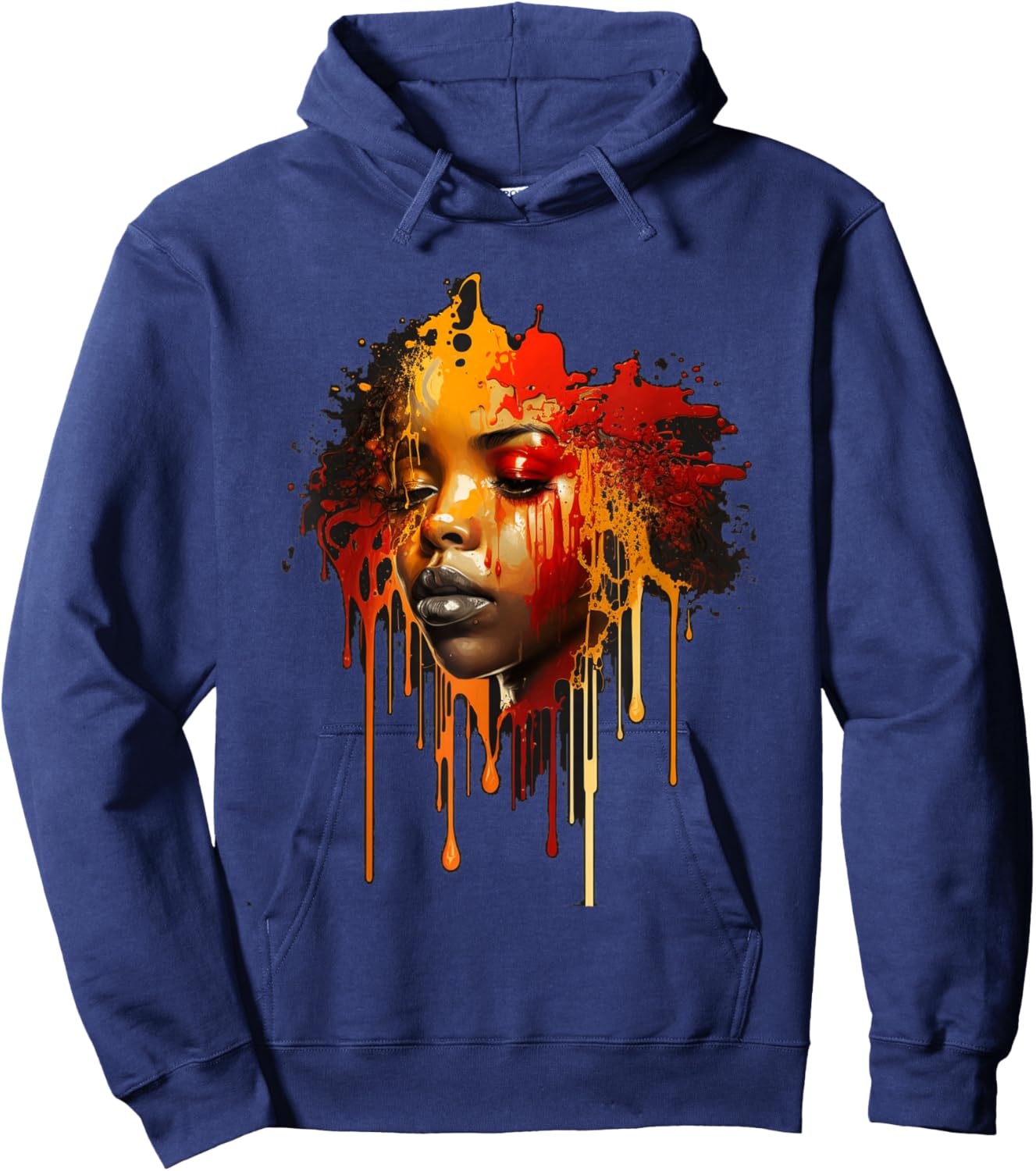 Black Queen Melanin Dripping Art Black History Hoodie - Hoodie | Navy