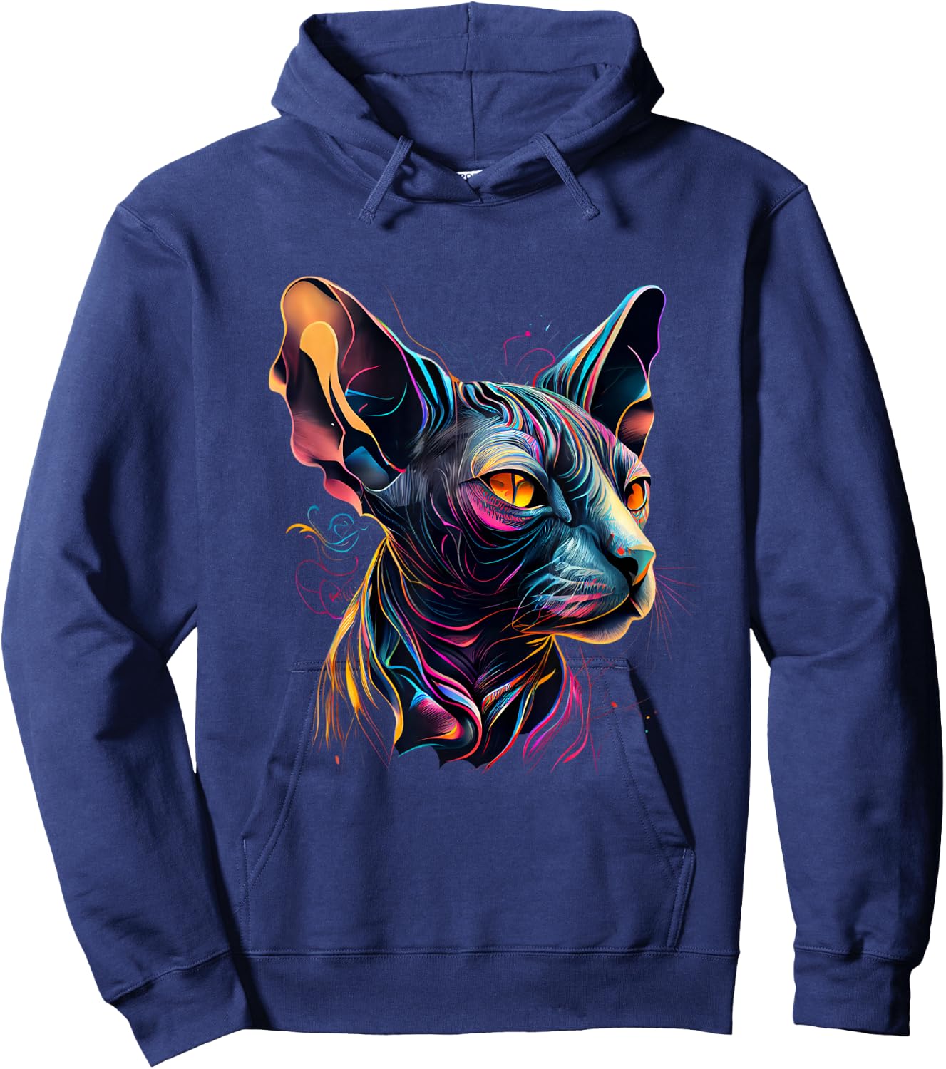 Sphynx Cat Lovers Colorful Pop Art Syphnx Cat Men Women Girls Kids Hoodie - Hoodie | Navy